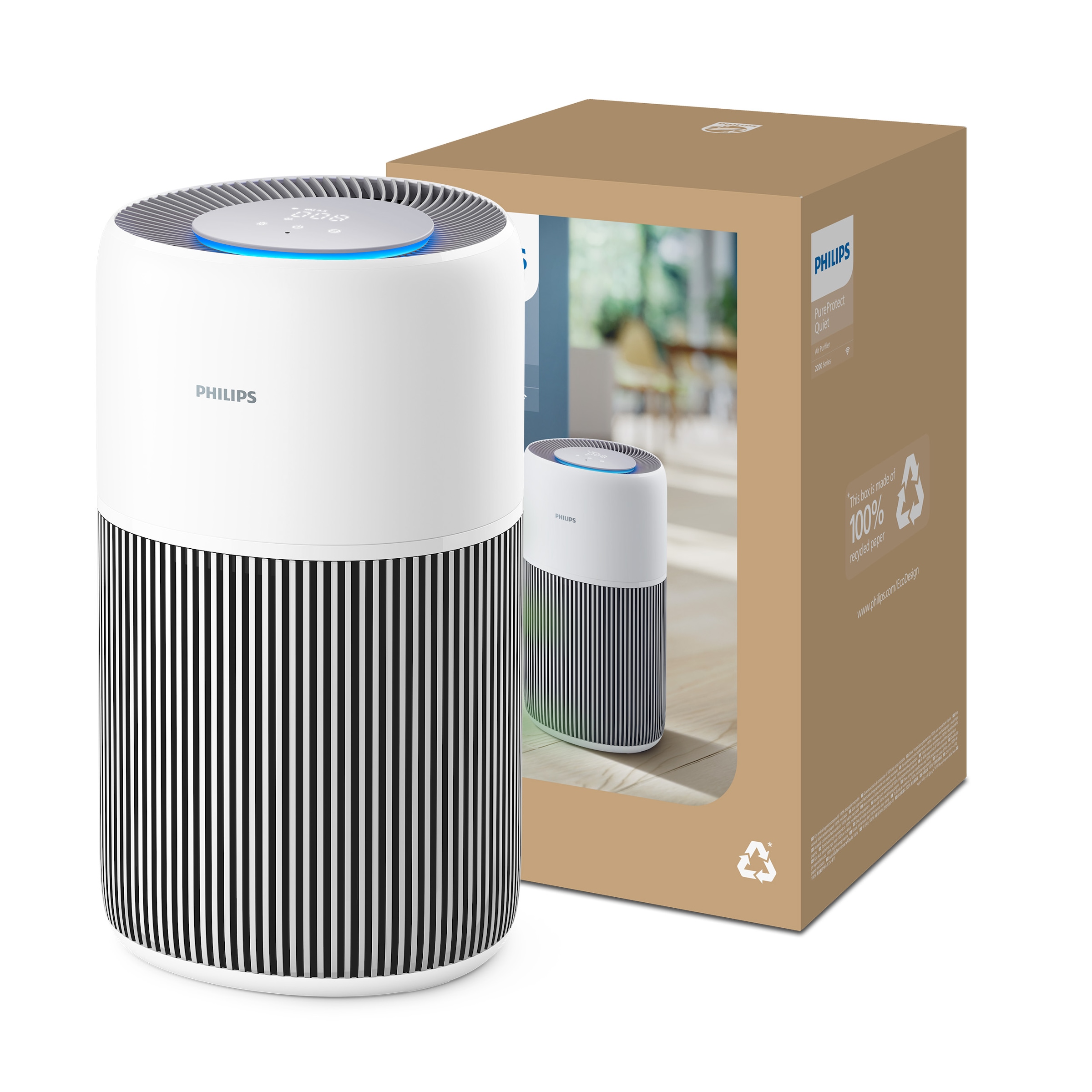 Philips Luftreiniger »AC2220/10 PureProctect Quiet 2200 Series, Luftreinigungsrate 420 m³/h« für 109 qm Räume 3-Schichten-HEPA-Filtersystem, mit App Verbindung, leise