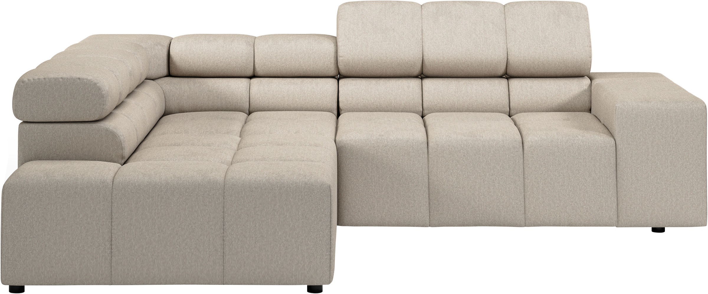 INOSIGN Ecksofa »Ancona, incl. Kopfteilverstellung + 3 Zierkissen, L-Form, bequem«, wahlweise motorische Sitztiefenverstellung, B/T(H: 249/215/70 cm