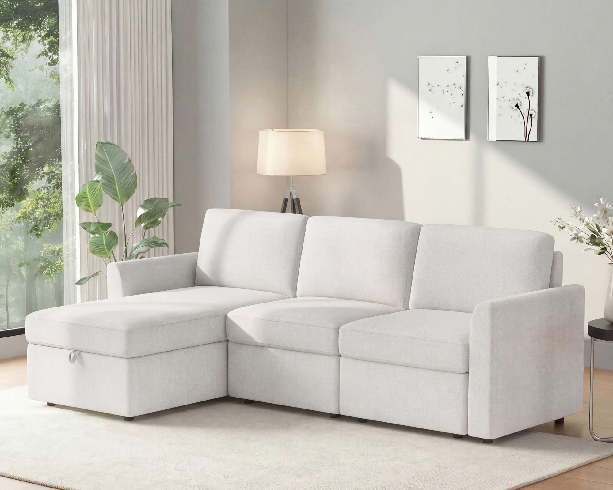 Dorel Home Ecksofa »NORDHUS, L-Form, 200 cm, Recamiere rechts/links montierbar« großer Stauraum, softer Cord und feiner Webstoff-Bezug