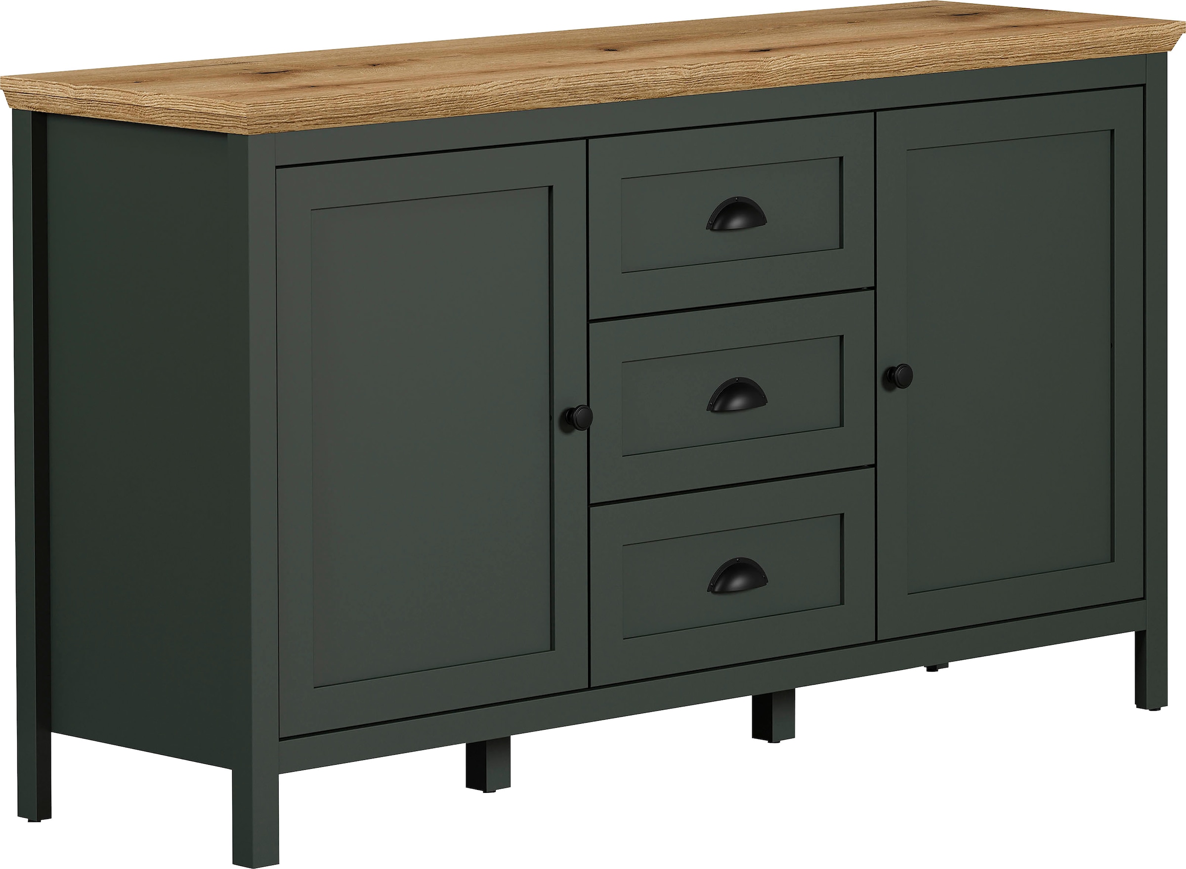 Home affaire Sideboard »Vienna«, (1 St.), Kommode im Landhausstil mit 3 Vollauszug-Schubladen und 4 Fächer