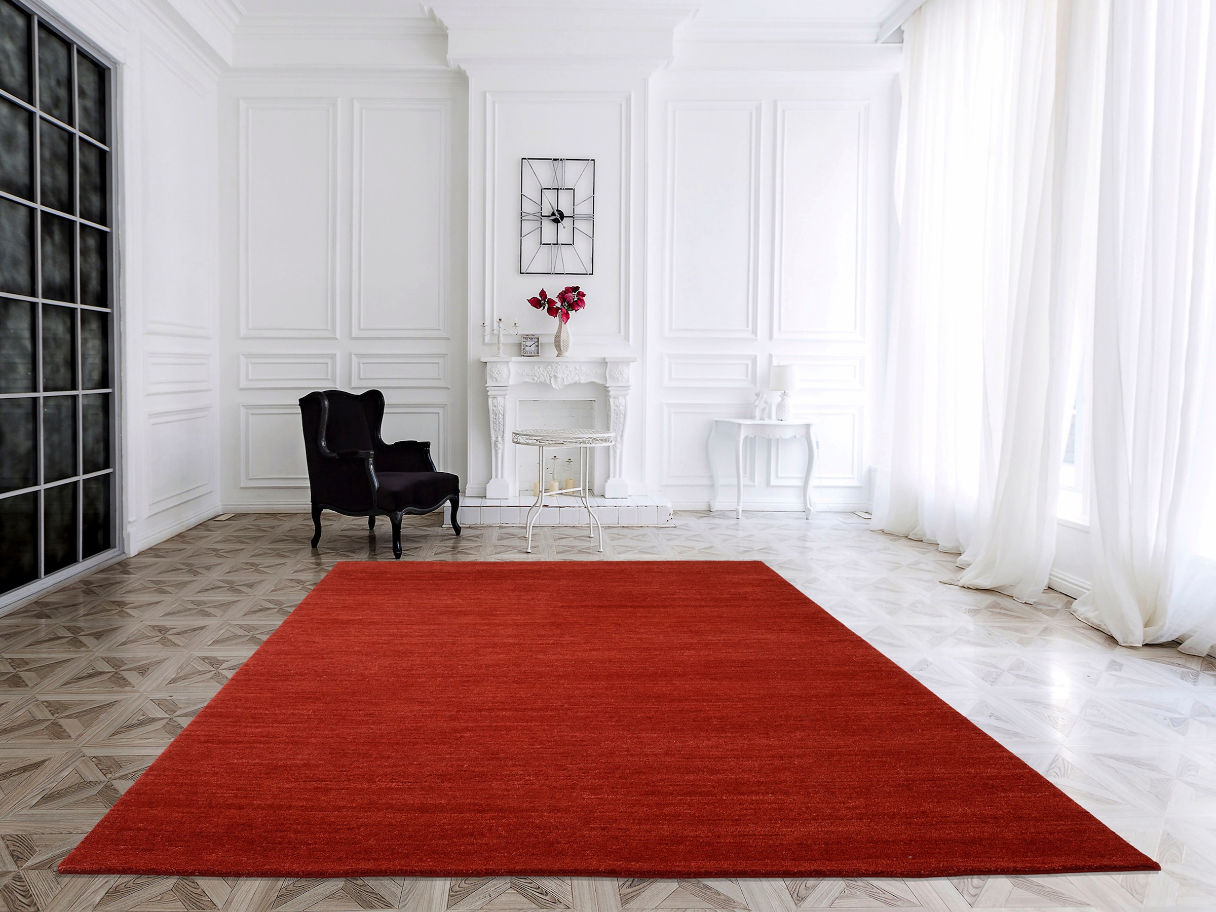 OCI DIE TEPPICHMARKE Teppich »HIMALI UNI«, rechteckig, 5 mm Höhe, handgeknüpft, hochwertige Wolle, fußwarm, Wohnzimmer