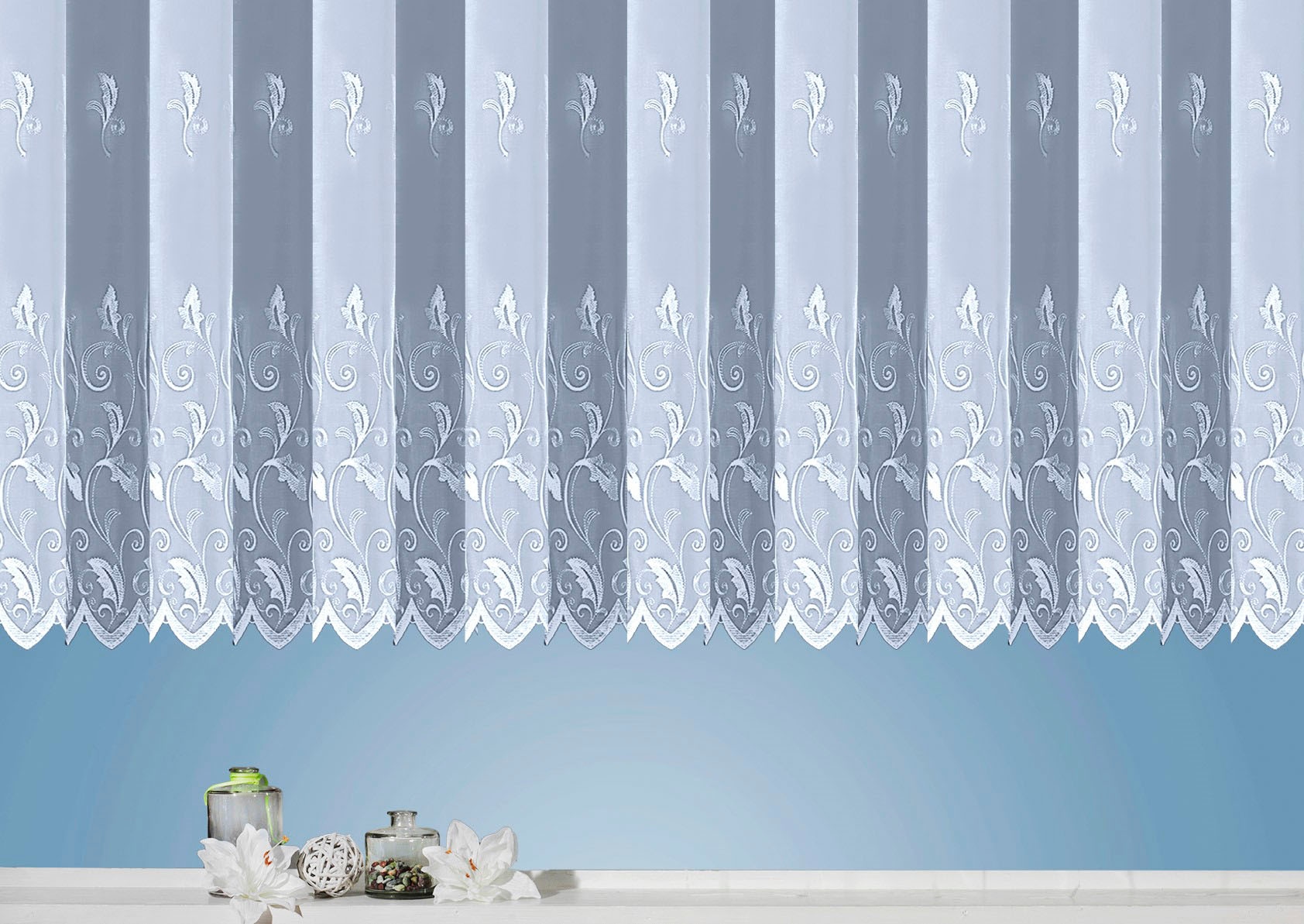 Weckbrodt Gardine »Brüssel«, (1 St.), echte Stickerei, Voile, halbtransparent, Bordüre, Kante, gebogt, Store