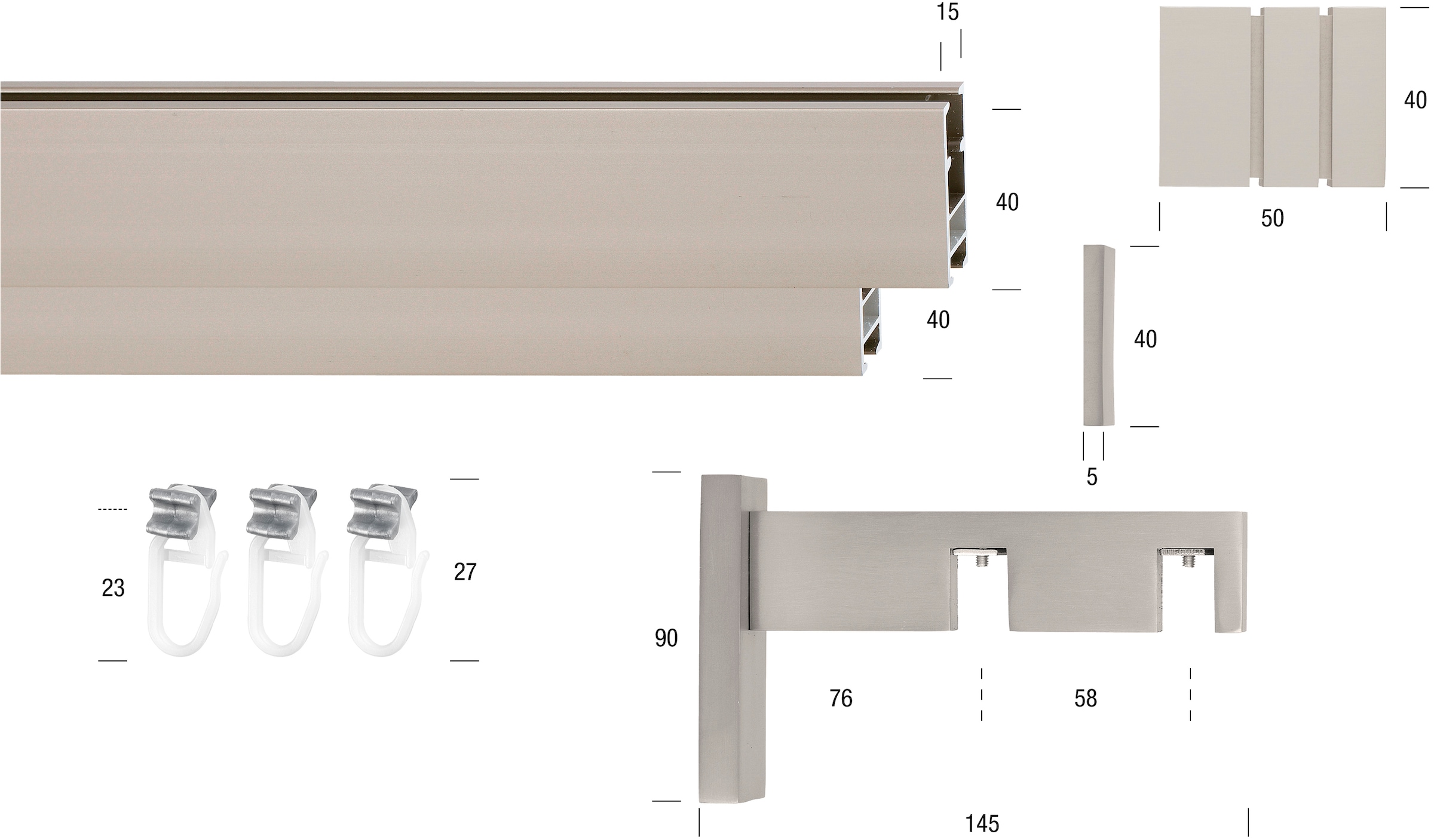 GARESA Gardinenstange »FLAT«, 2 läufig-läufig, Wunschmaßlänge, Rechteckprofil, Wandmontage, perfekter Lauf, modern, verlängerbar