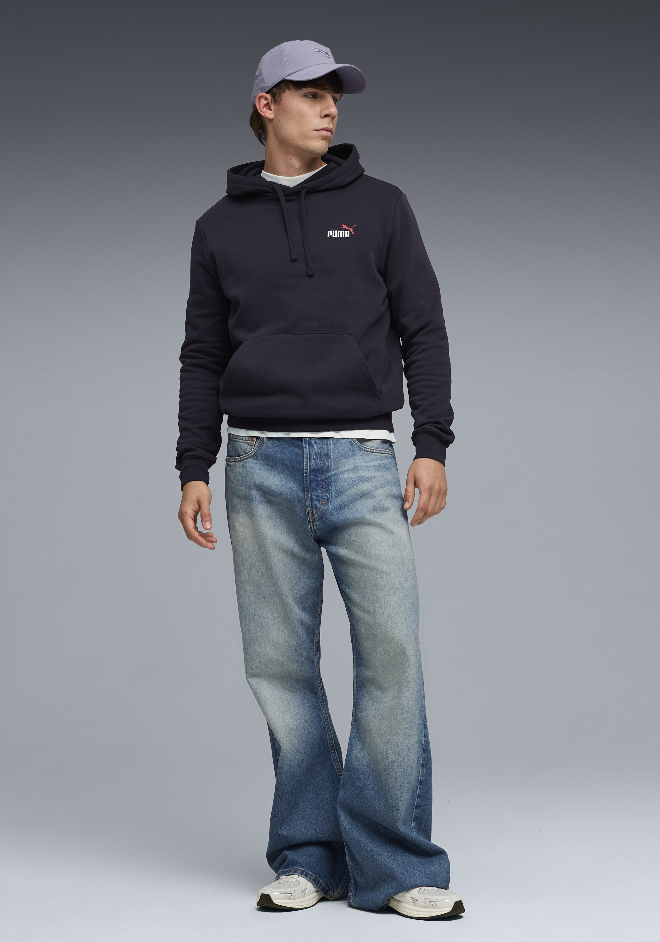 PUMA Kapuzensweatshirt »ESS 2 COLOR SMALL NO 1 LOGO HOODIE FL«, mit verstellbarer Kapuze, mit gerippten Bündchen und Saum
