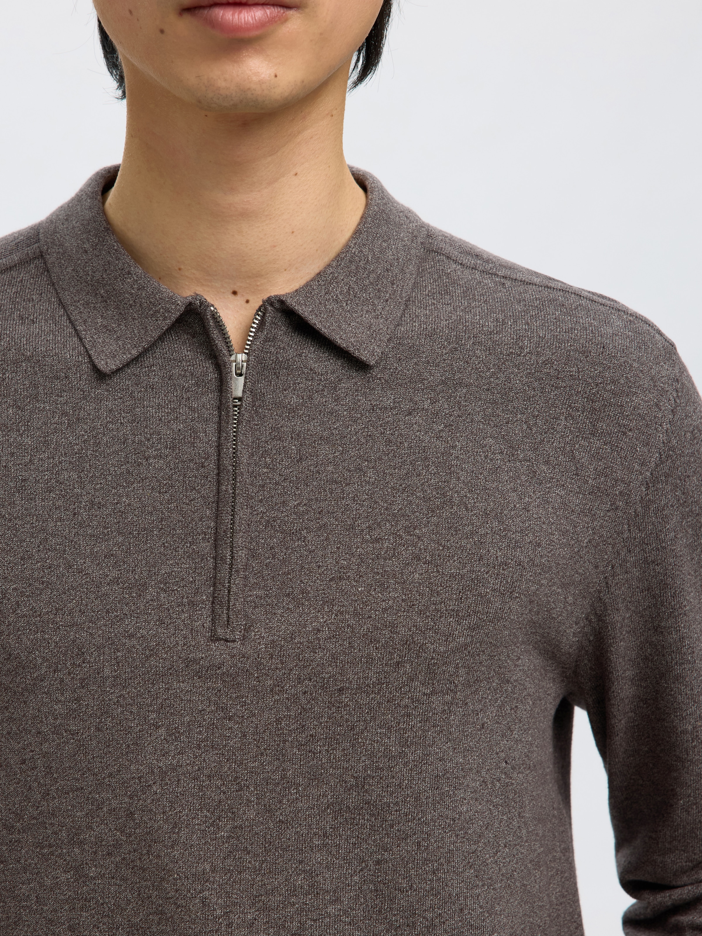 SELECTED Polokragenpullover »SLHBERG LS HALF ZIP POLO NOOS«