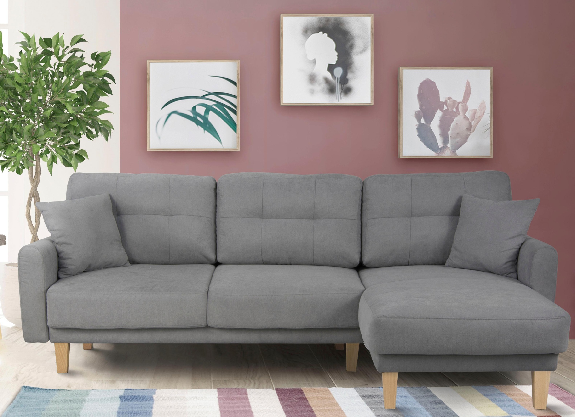 Home affaire Ecksofa »TRIPLO optionale Schlafsofa mit Bettkasten, Maße B/T/H: 234/164/89 cm«, L-Form wahlweise mit Bettfunktion - Liegefläche 132x210 cm