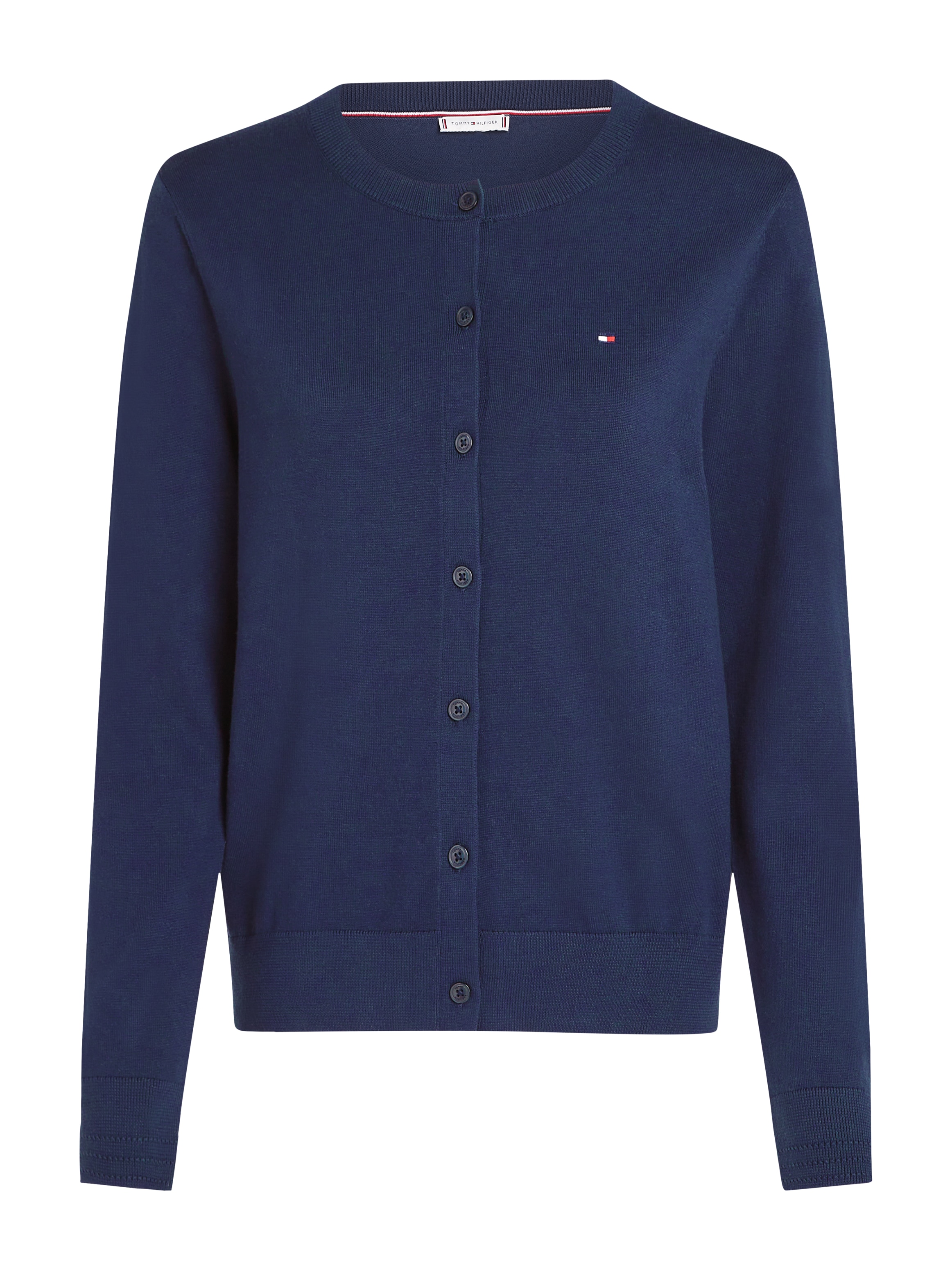 Tommy Hilfiger Cardigan »CO JERSEY STITCH CARDIGAN«, mit Logostickerei