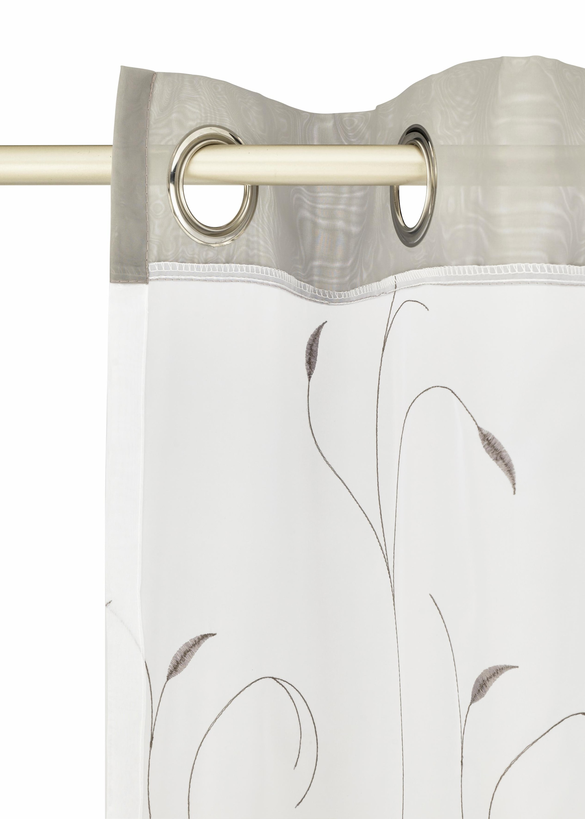 Home affaire Gardine »Jaca«, (2 St.), transparent, bestickt, Voile, inkl.  Raffhalter