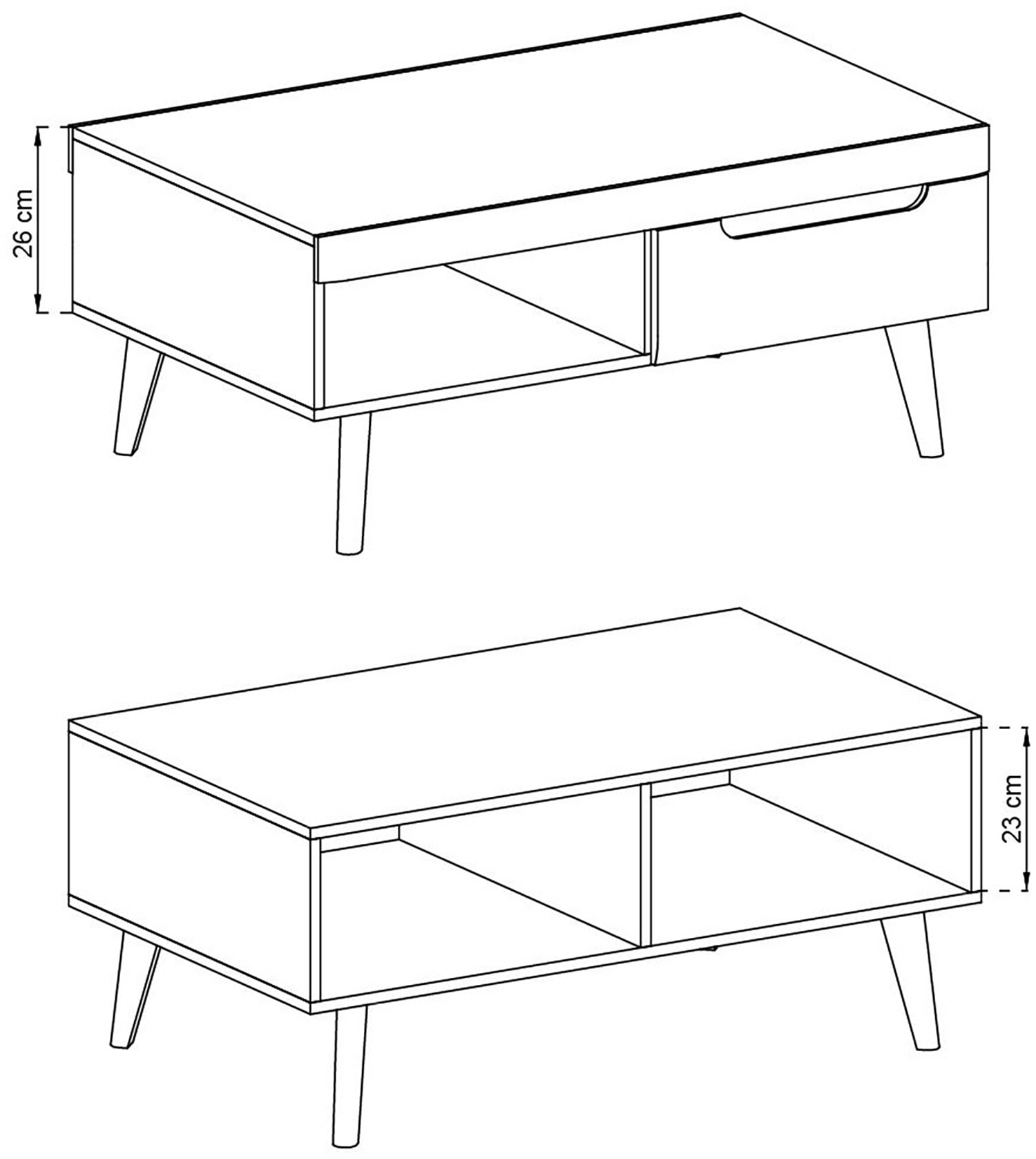 INOSIGN Couchtisch »Torge, Beistelltisch, Wohnzimmertisch, Tisch, Sofatisch«, (1 St.), Schubkästen und Ablagefach, in drei Farben verfügbar