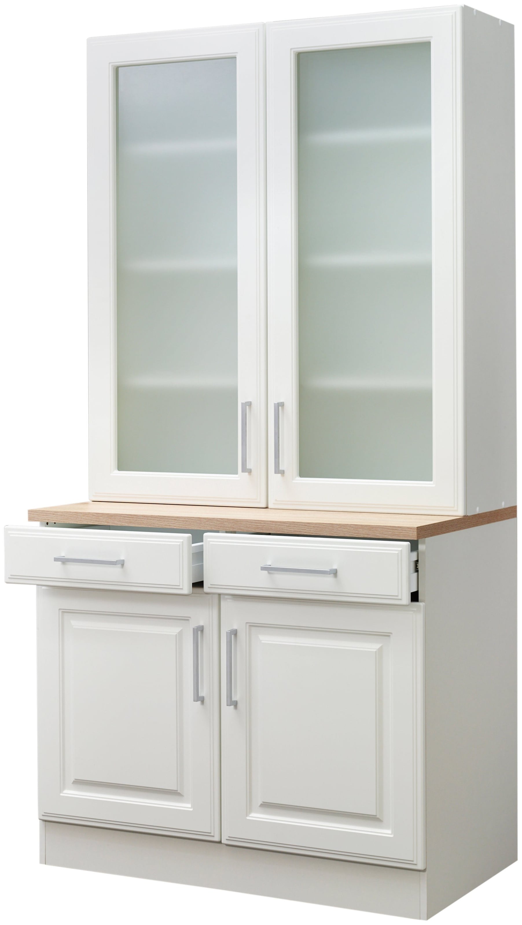 KOCHSTATION Küchenbuffet »KS-Stockholm«, hochwertige MDF-Fronten, 2 Glasrahmentüren, 200 cm hoch, viel Stauraum