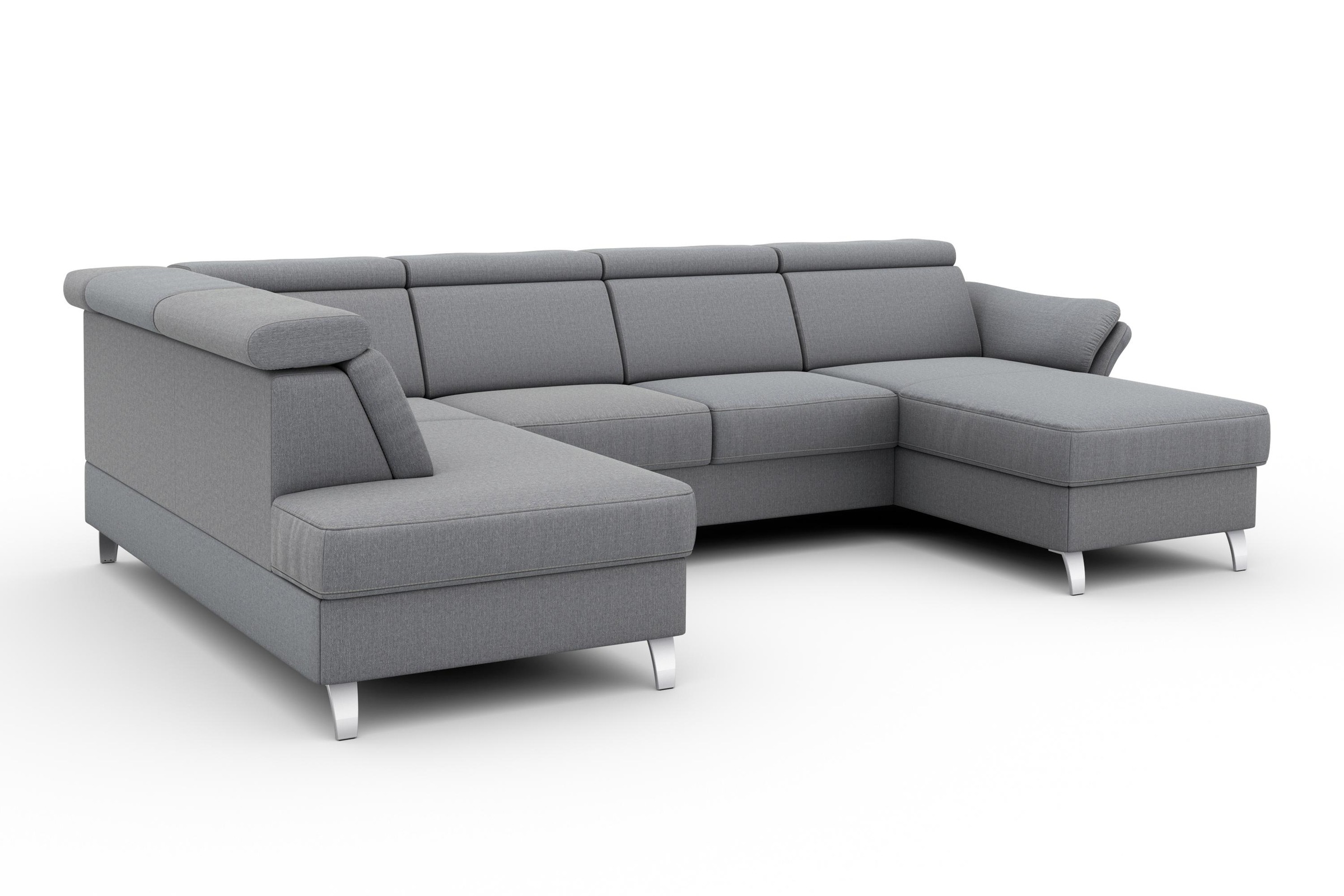 sit&more Wohnlandschaft »Vincenzo U-Form«, inklusive Kopfteilverstellung, wahlweise mit Bettfunktion, Bettkasten