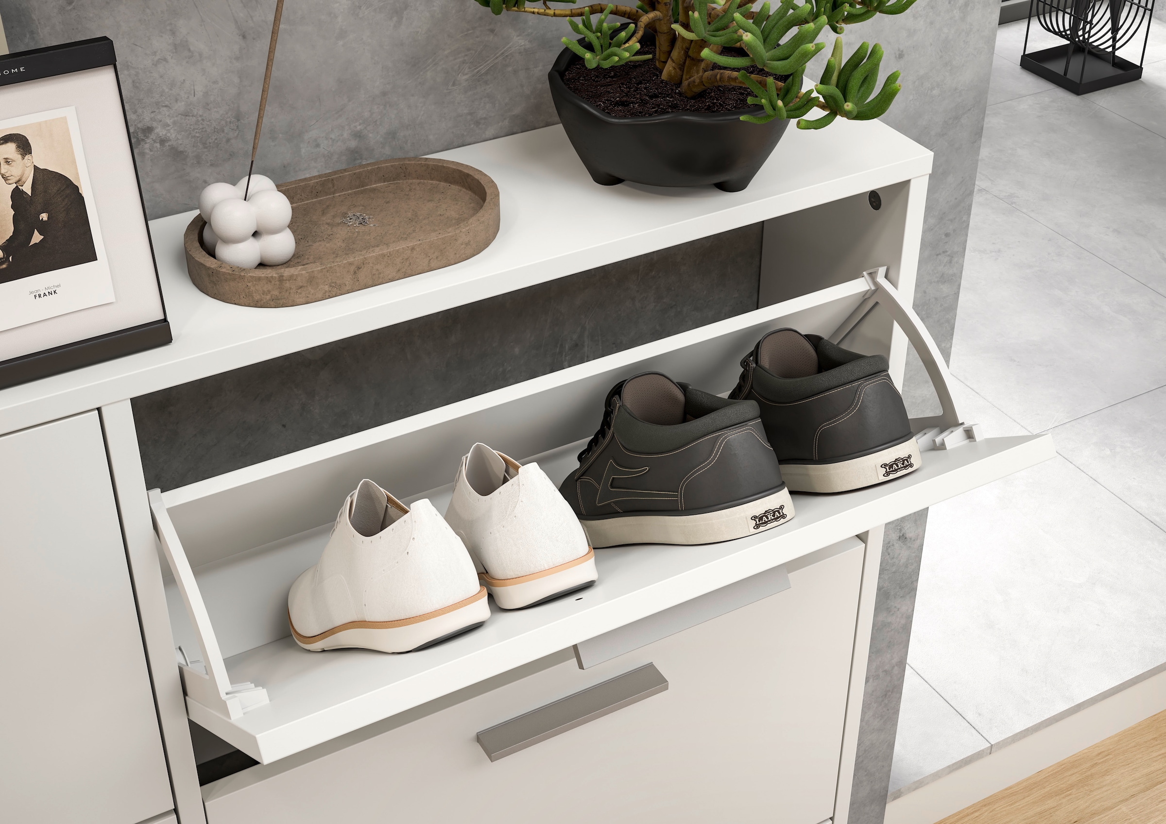 HBZ Schuhkommode »Sam Schuhkipper, Schuhschrank BxHxT 59x136x17 cm«, (1 St.), mit 4 Klappen