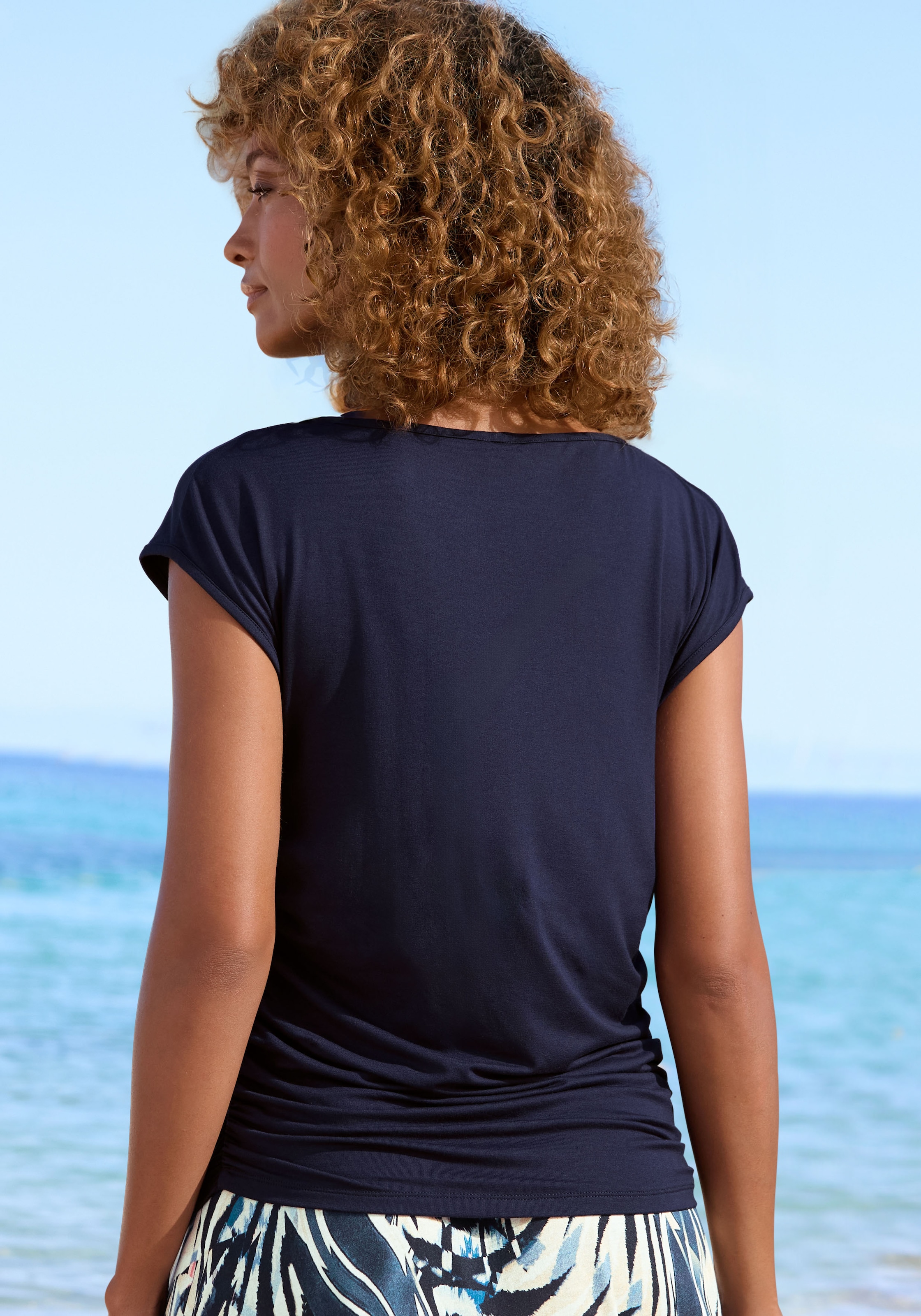 Vivance T-Shirt mit seitlicher Raffung, Jerseyshirt, Basic