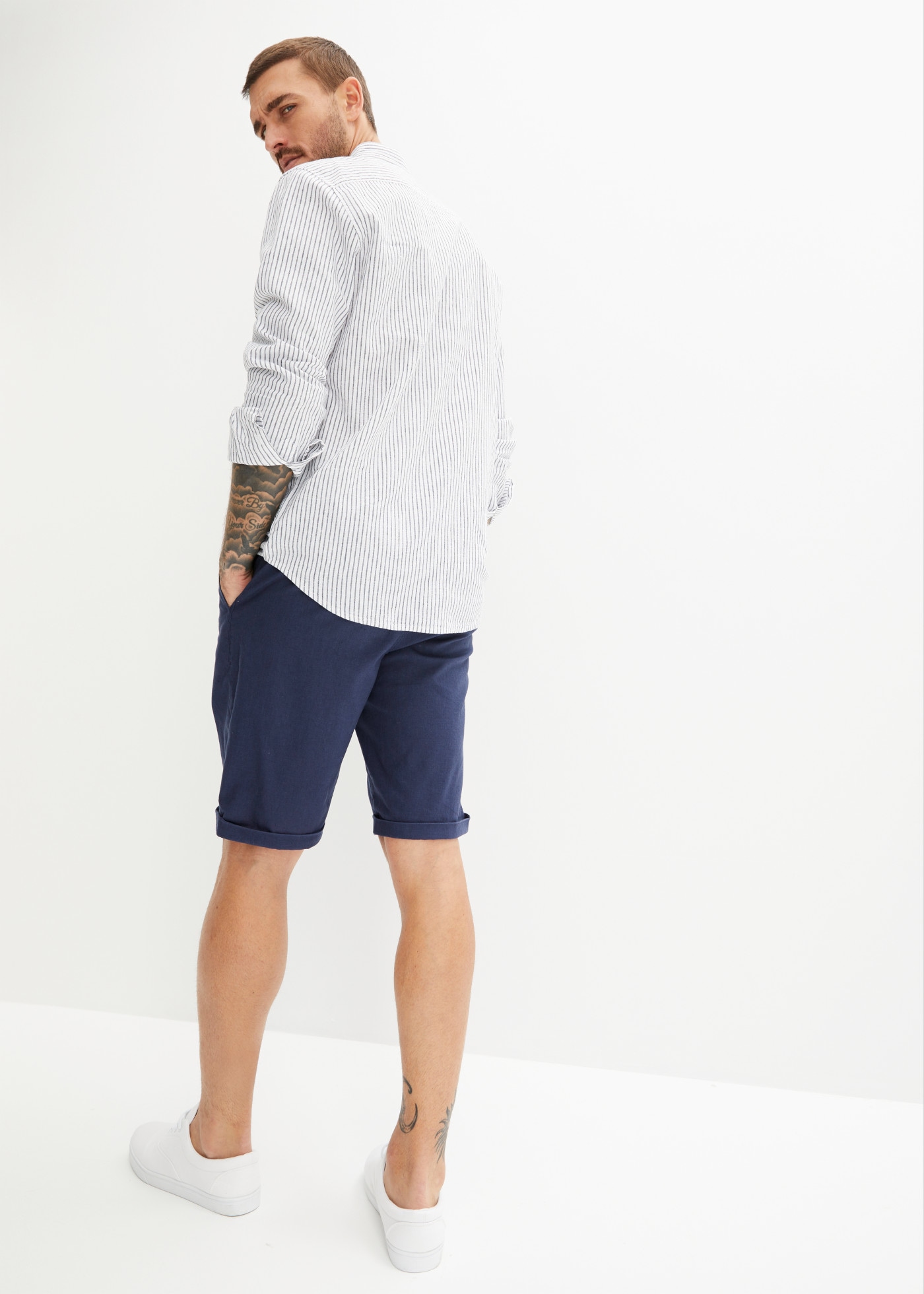 bonprix Bermudas  aus Leinen-Baumwoll-Mix, Regular Fit, mit Bindeband am Bund