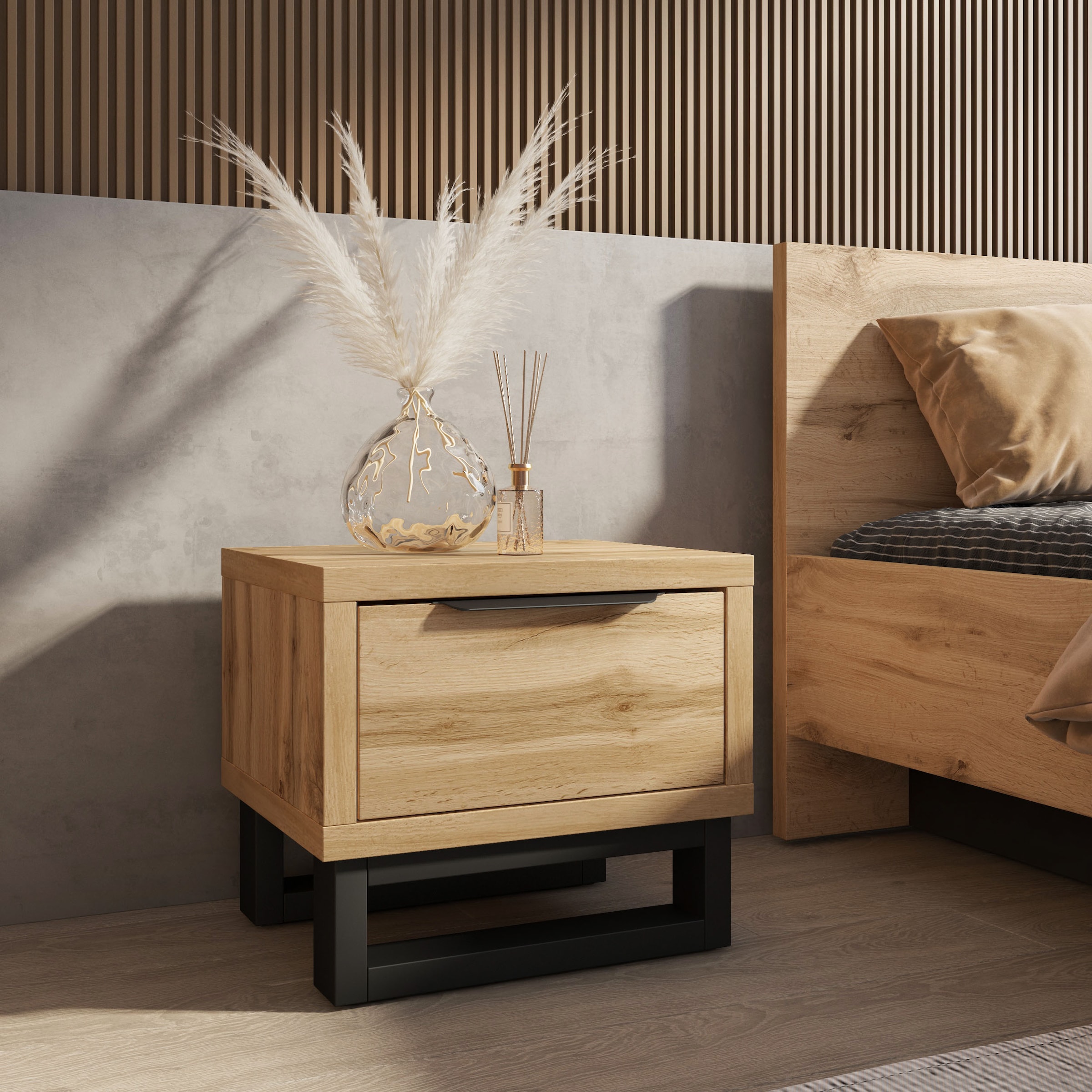 Home affaire Schlafzimmer-Set »Bronne,Komplettschlafzimmer (Set,4-St)«, Schlafzimmer-Set, Schrank 191cm breit, 2xNachtische, Bett180/200cm