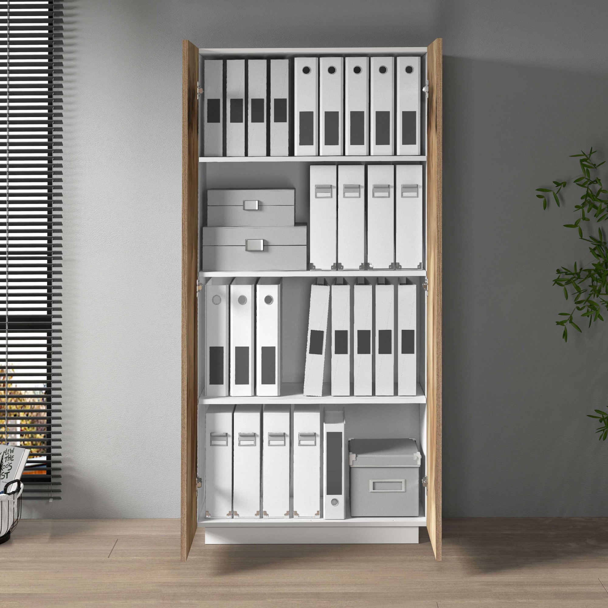 Home affaire Aktenschrank »Coro, Mehrzweckschrank, Büroschrank mit 2 Türen« & verstellbare Einlegeböden, Höhe 86 oder 166 cm, Made in Italy