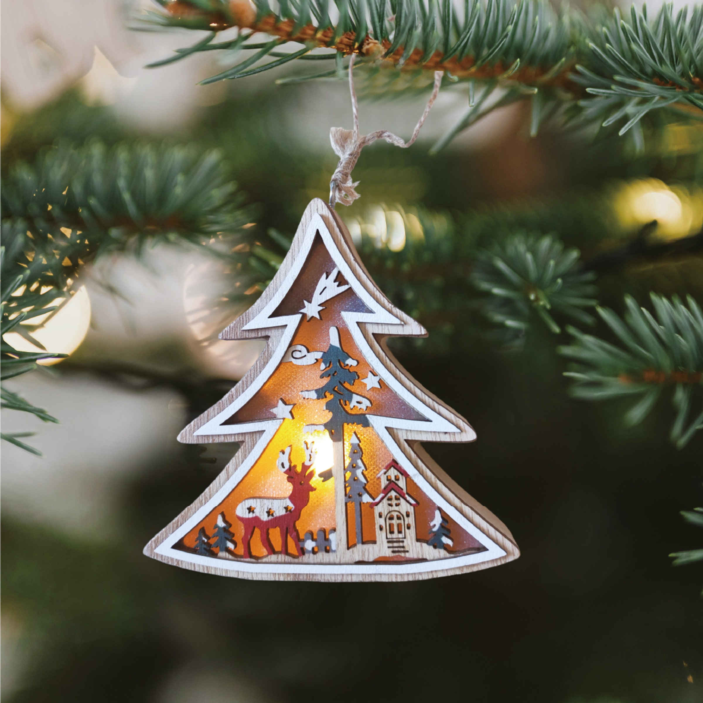 SHX Dekoobjekt »Weihnachts-Hängelicht«, LED-Licht, liebevoll gestaltetes Motiv