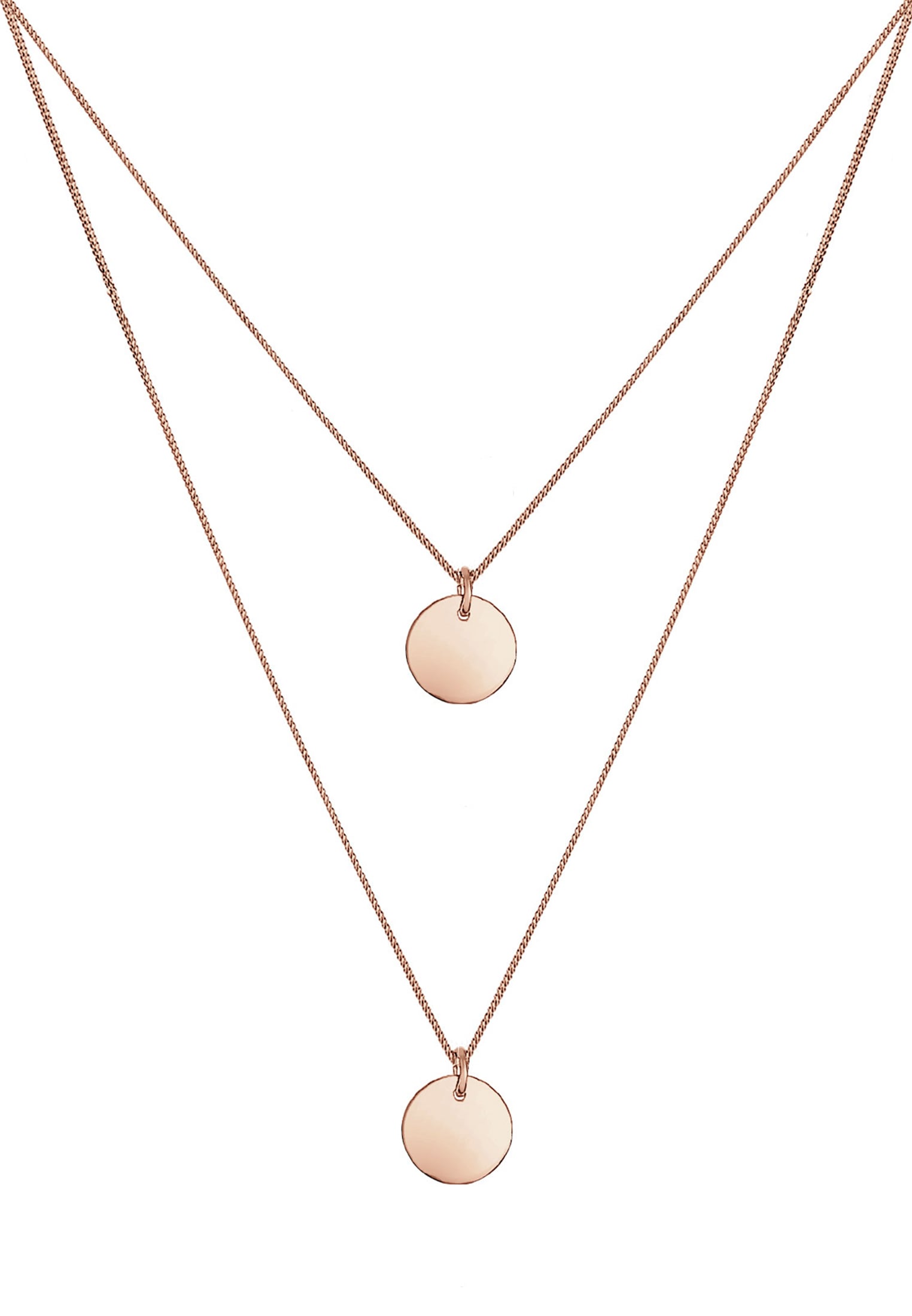 Elli Silberkette »Halskette Layer Kette mit Kreis Plättchen 925 Silber«