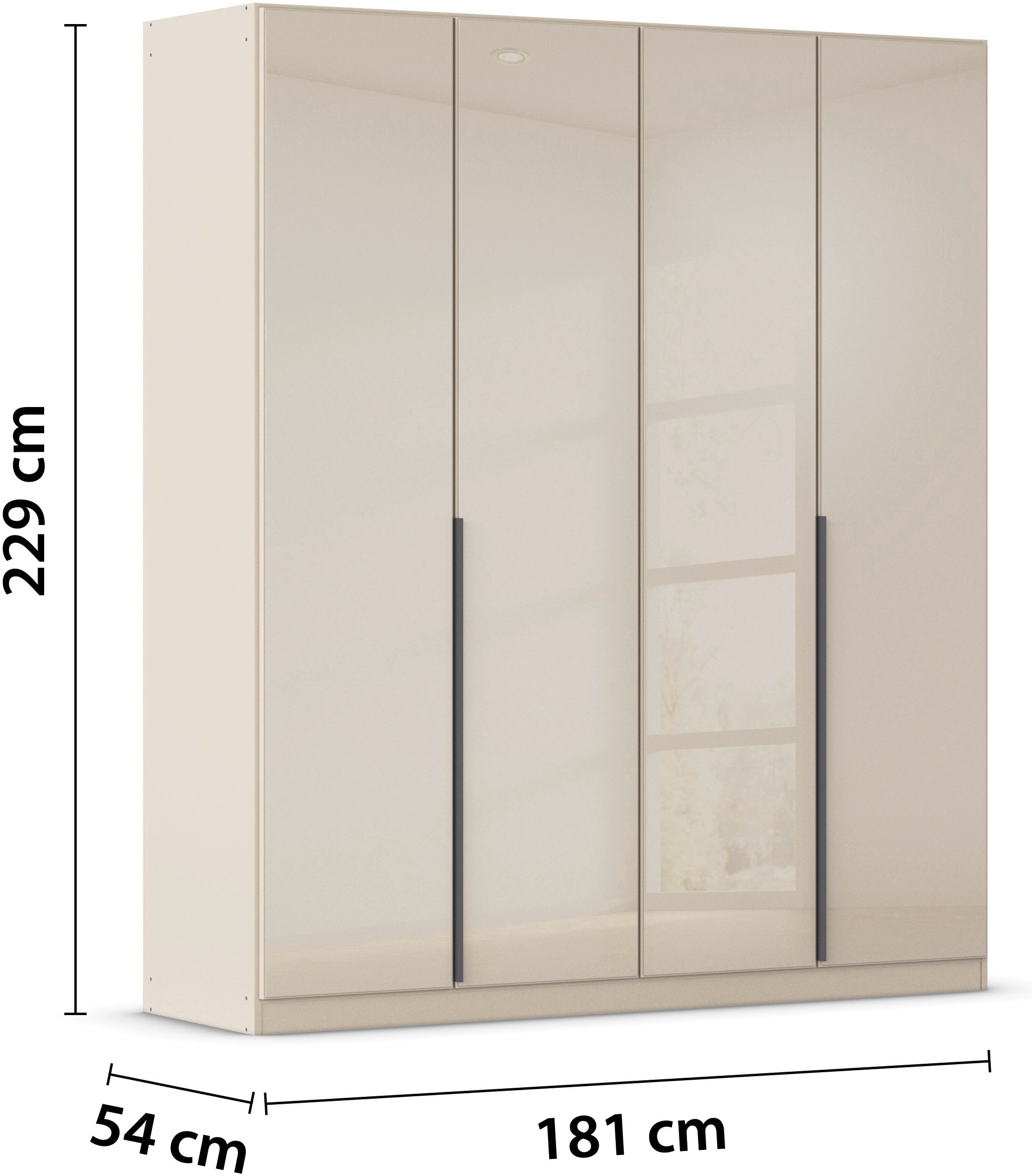 rauch Drehtürenschrank »Kleiderschrank Kleiderschränke Schrank Garderobe AGORDO mit Glasfront«, (in zwei Griff-Farben, Breiten 91-360 cm), durchdachte Innenausstattung, in 7 Breiten und 2 Höhen MADE IN GERMANY