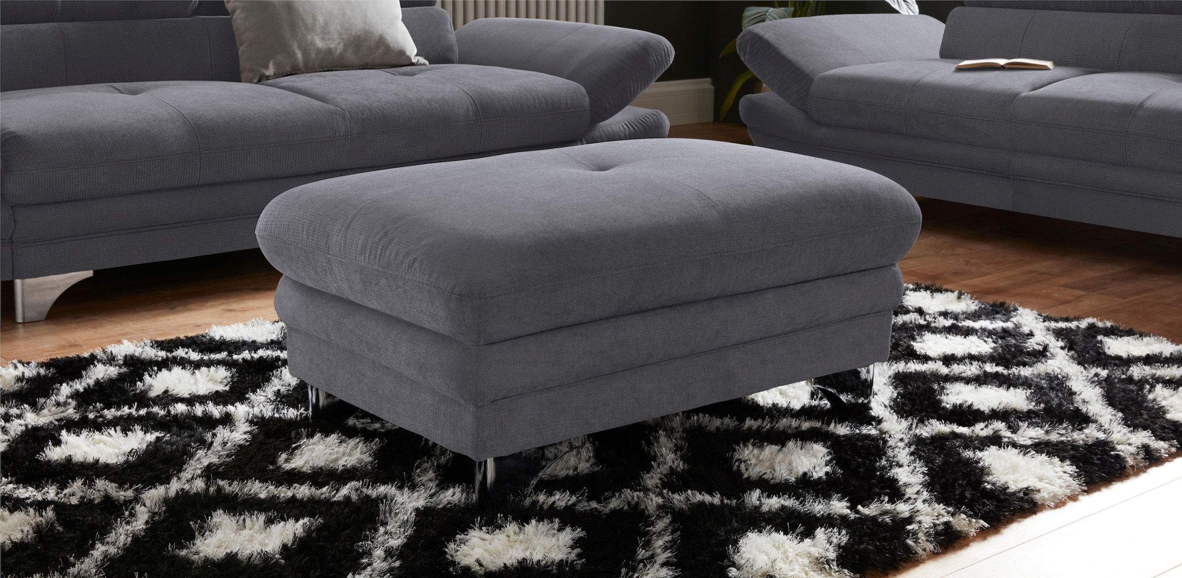 COTTA Polstergarnitur »Enterprise«, (Set), Set: bestehend aus 2,5-Sitzer und Hocker, Kopf- und Armteilverstellung