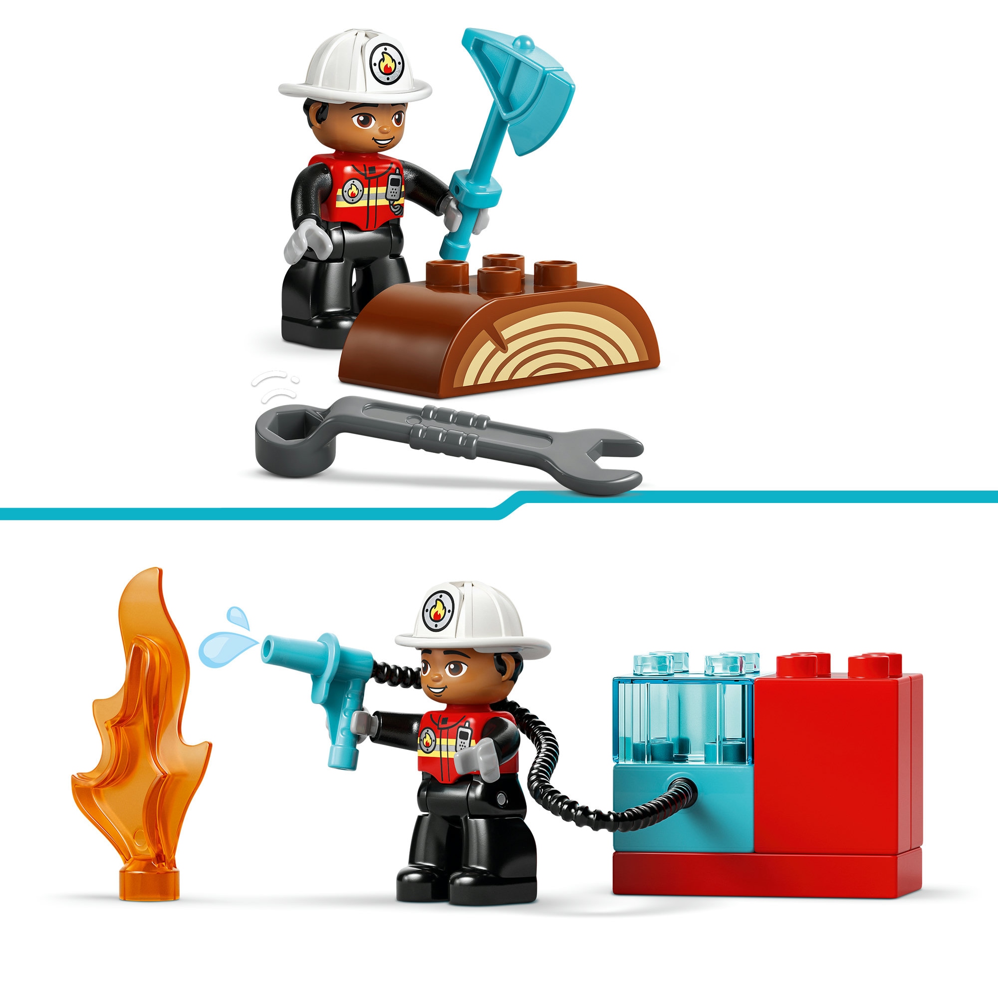 LEGO® Konstruktionsspielsteine »Löschauto mit Schlauch und Feuerwehrmann (10473), LEGO DUPLO Town«