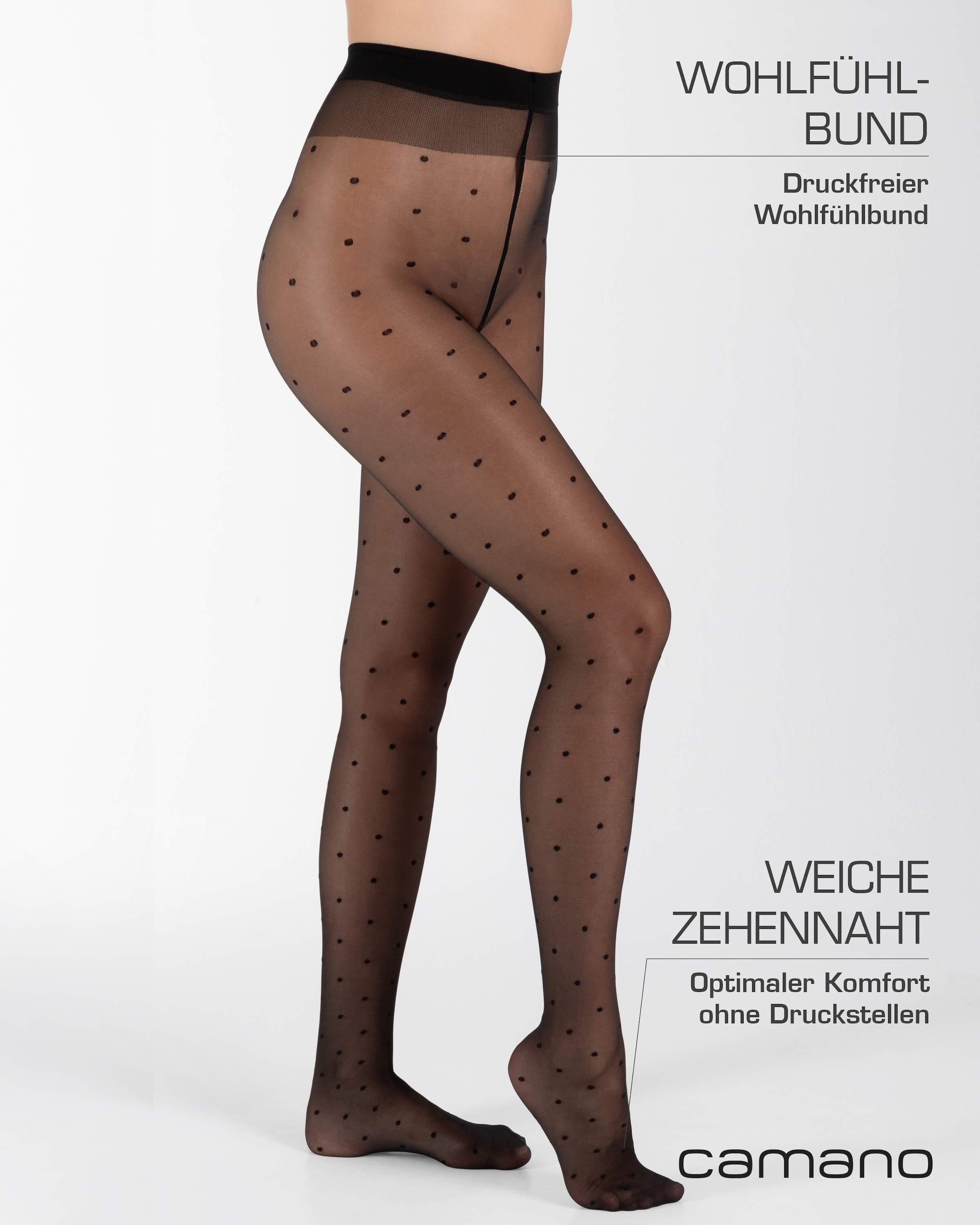 Camano Ouvert Strumpfhose »fine seductive« 20 Feinstrumpfhose mit Punkte-Design