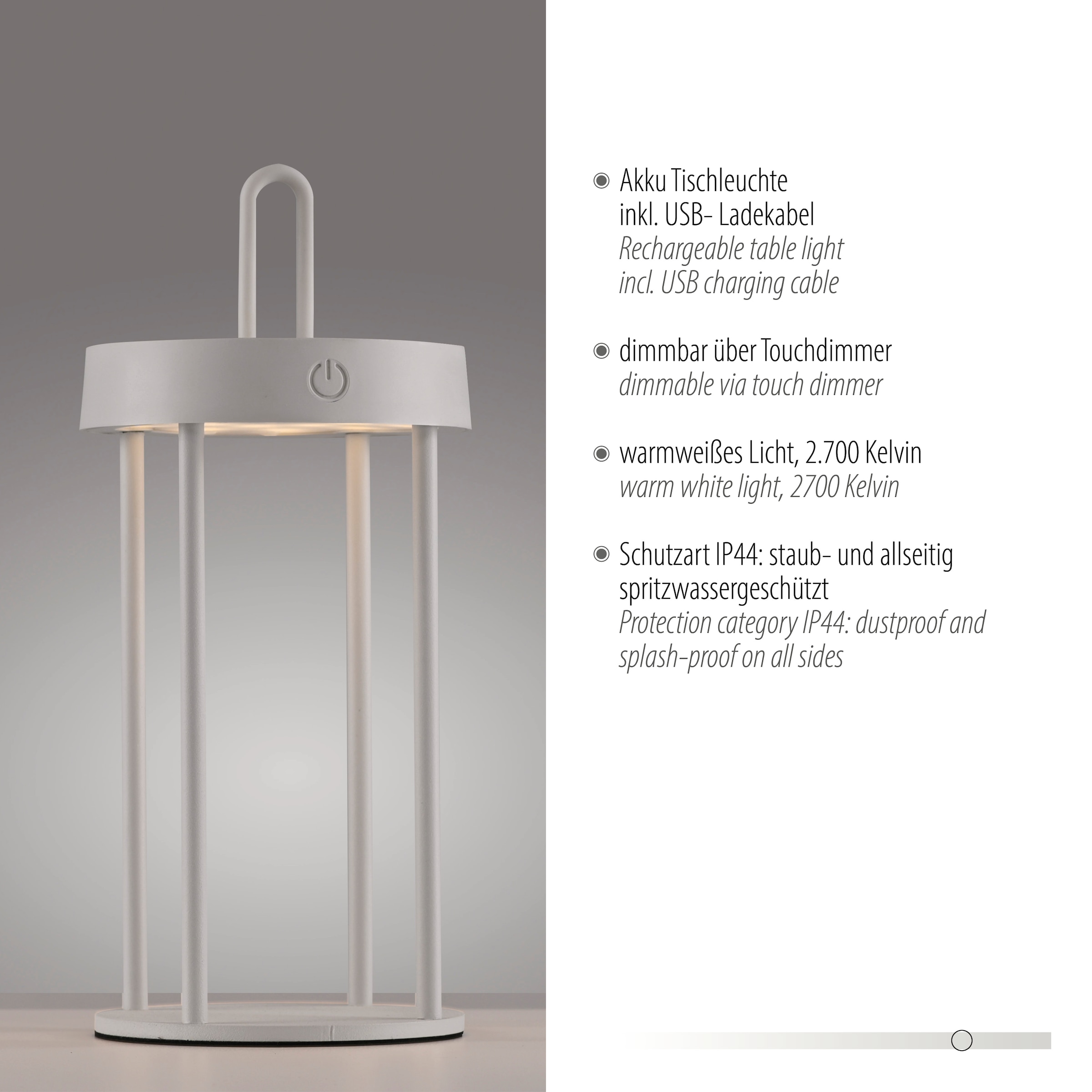JUST LIGHT Tischleuchte »ANSELM«, 1 flammig, Leuchtmittel LED-Modul | LED fest integriert, Akkuleuchte
