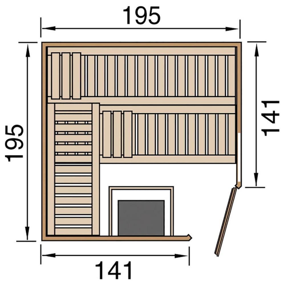 weka Sauna »Cubilis«, (Set), 7,5 kW Bio-Ofen mit digitaler Steuerung