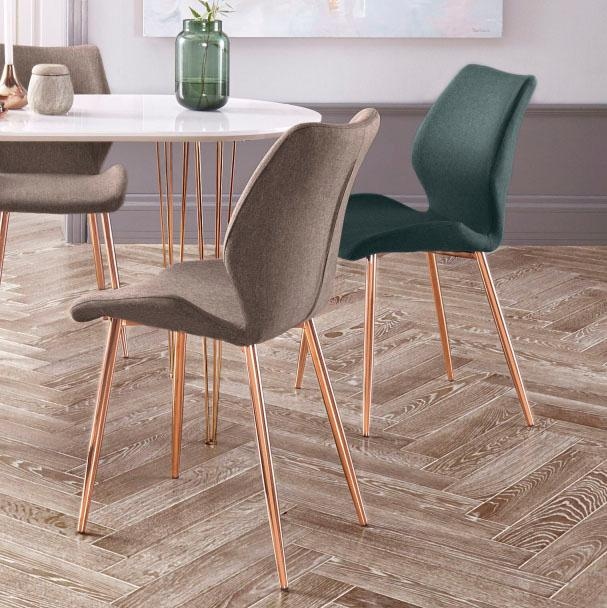 INOSIGN Esszimmerstuhl (Set) 2 Stk.Bezug in Webstoff, Metallgestell kupferfarben