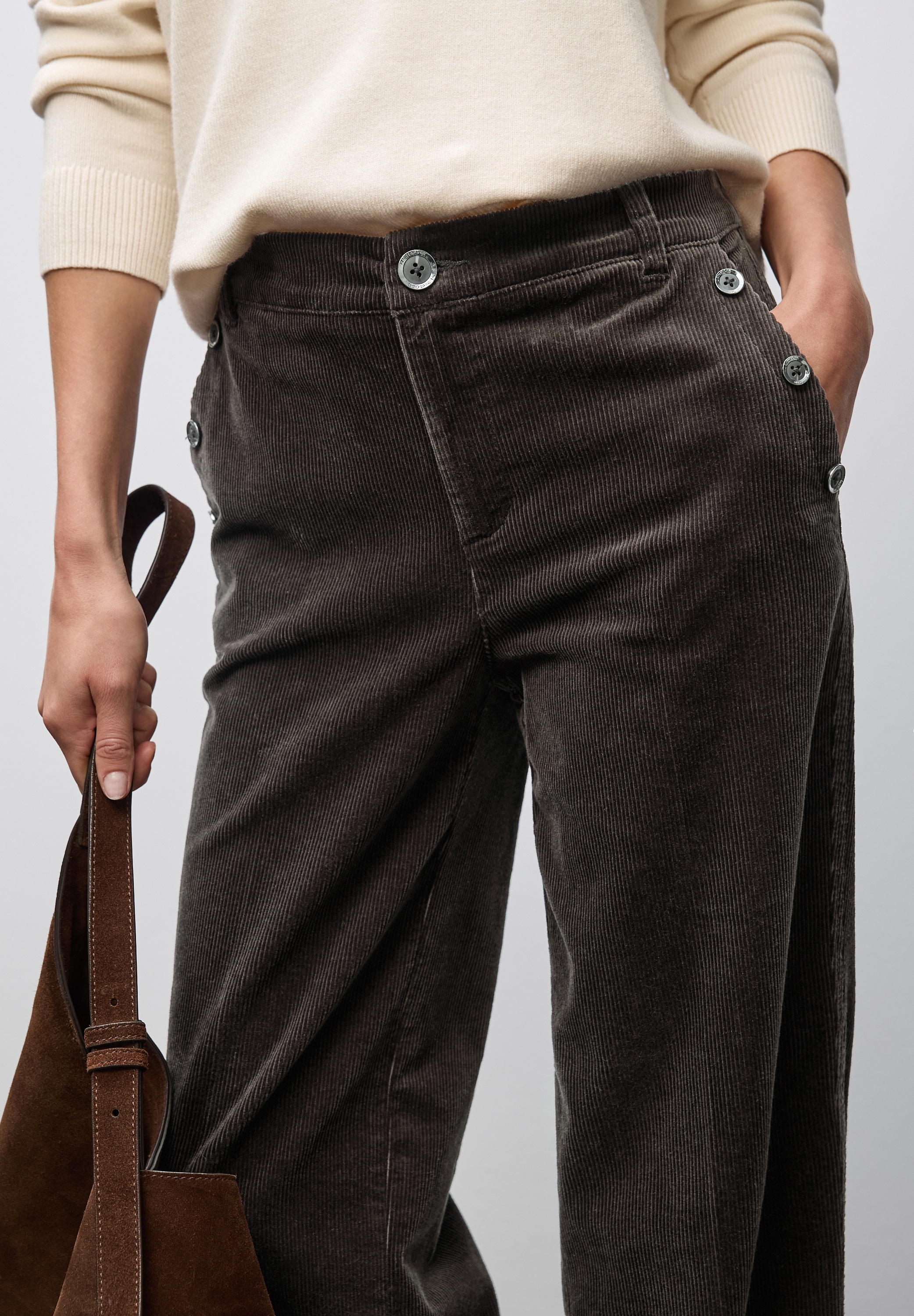 STREET ONE Cordhose  Straight Leg, Mid Waist