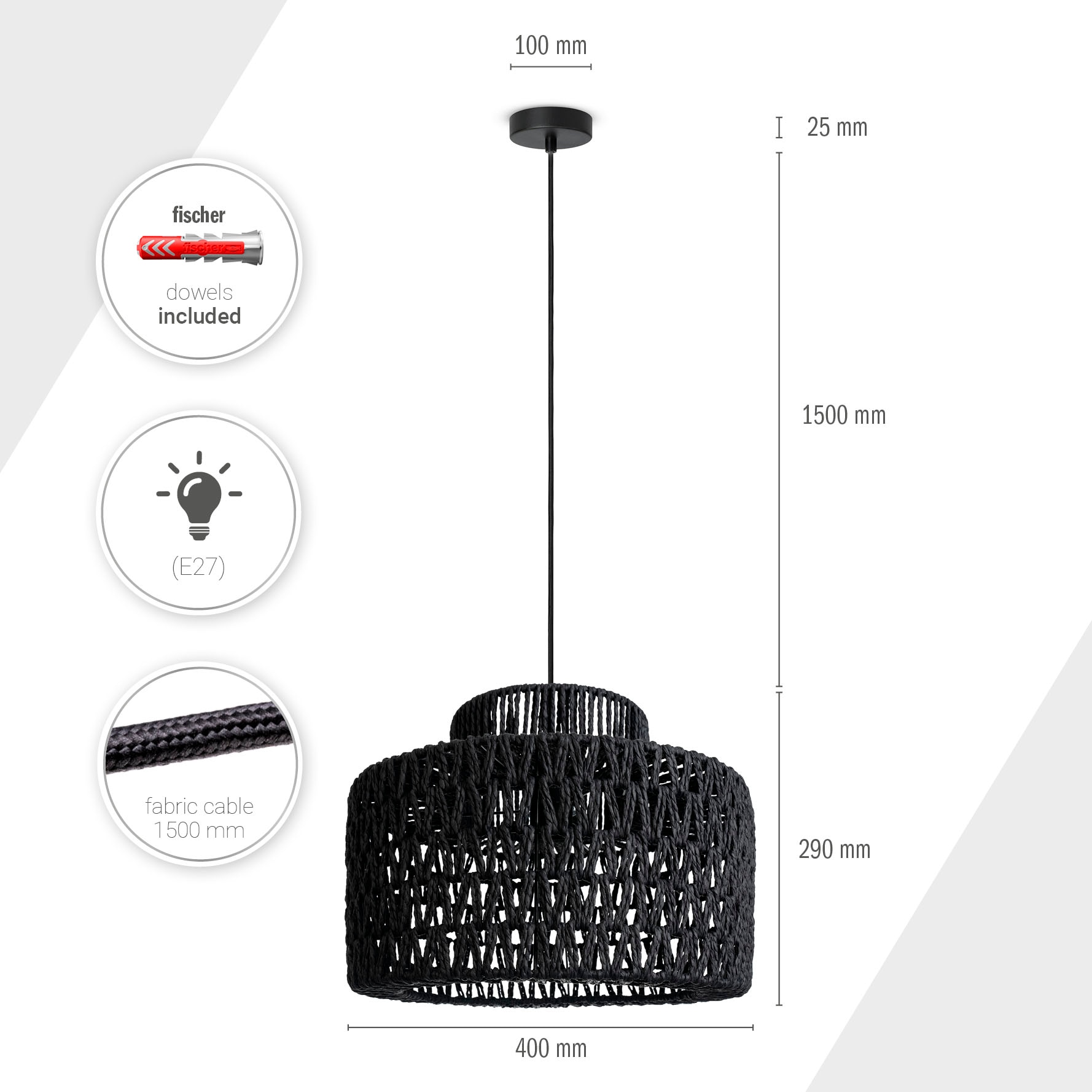 Paco Home Pendelleuchte »HUGO PD1« E27