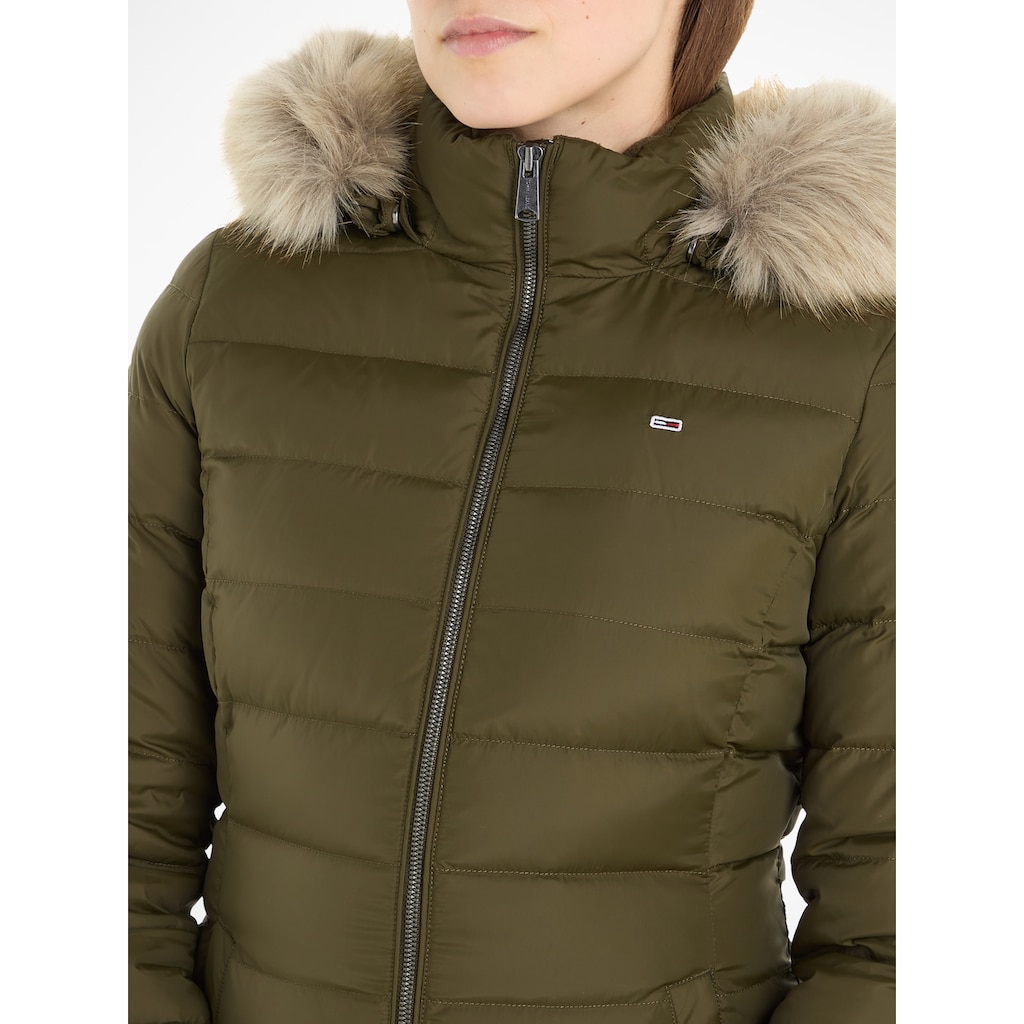 Tommy Jeans Daunenmantel »TJW ESSENTIAL HOODED DOWN COAT«, mit abnehmbarem Fellimitat an der Kapuze