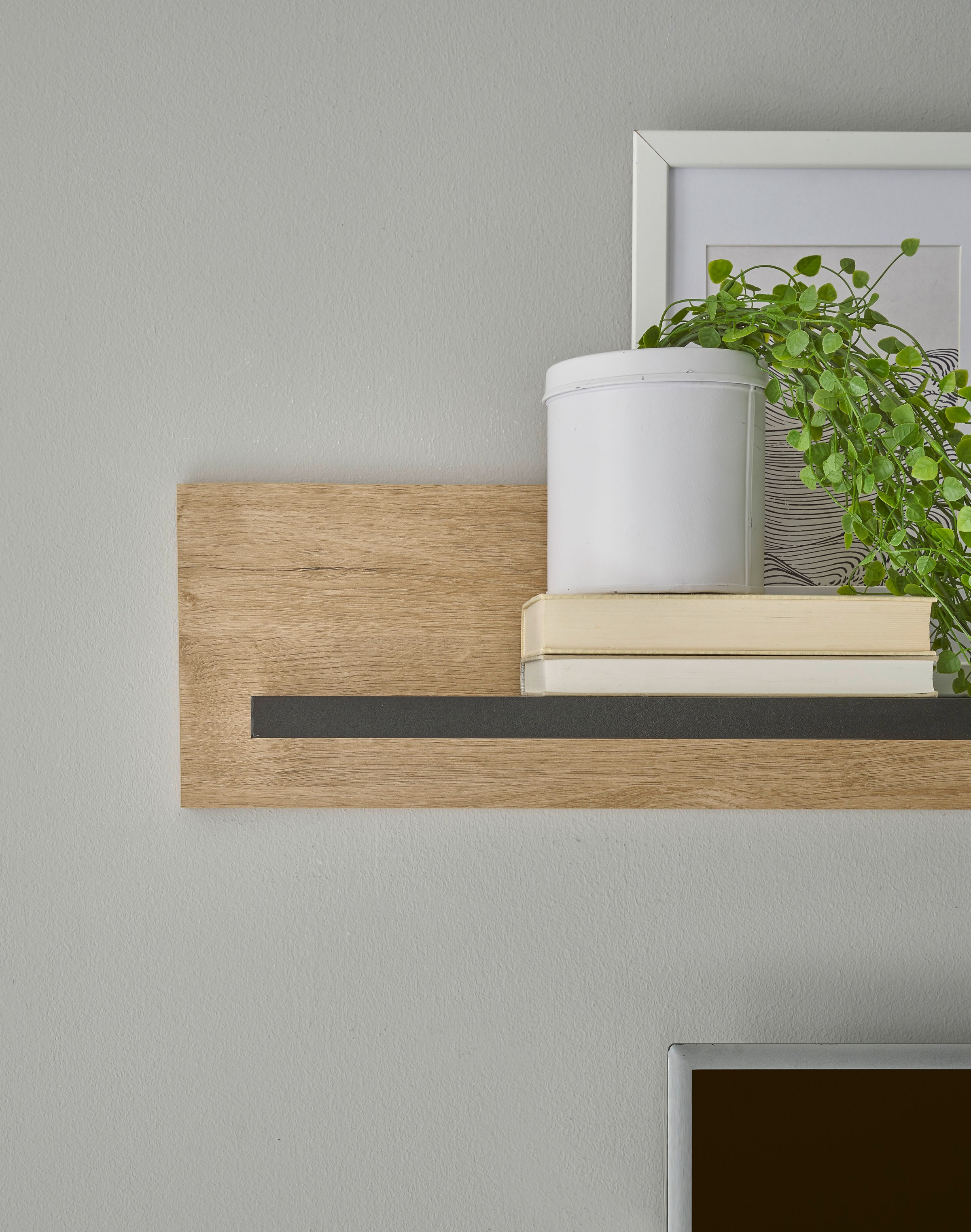 Home affaire Wohnwand »Cornwall, Anbauwand im Landhausstil, Wohnzimmer-Set, Eiche Dekor« Set, 4 Stk. tlg.