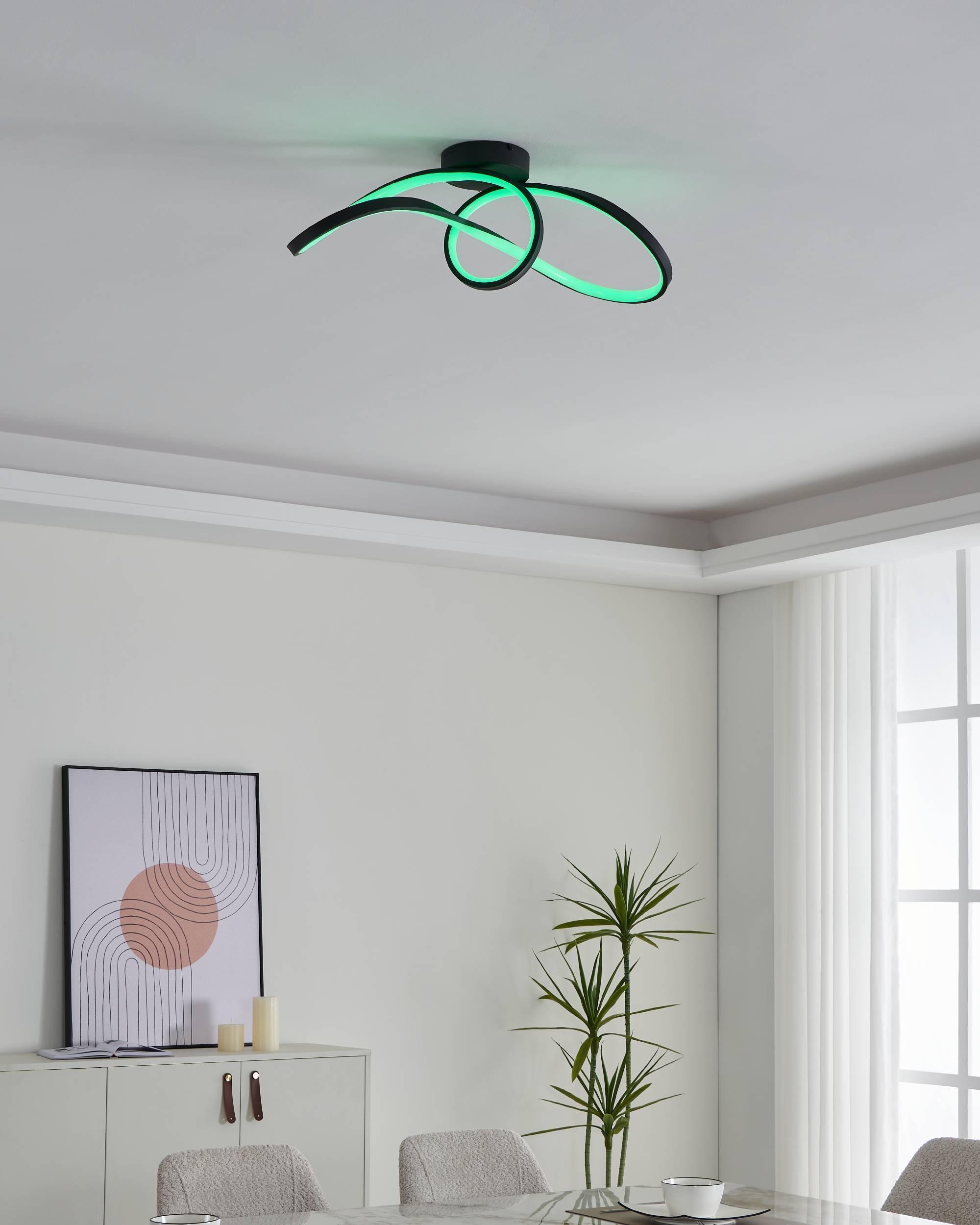 EGLO Deckenleuchte »Calarossa-Z Deckenlampe, ZigBee, App und Sprachsteuerung, Metall« LED-Modul 1 Stk. Kaltweiß | RGB Wand-/Deckenleuchte - L70,5 x B23 x H20,5 cm - schwarz - 22W inkl.