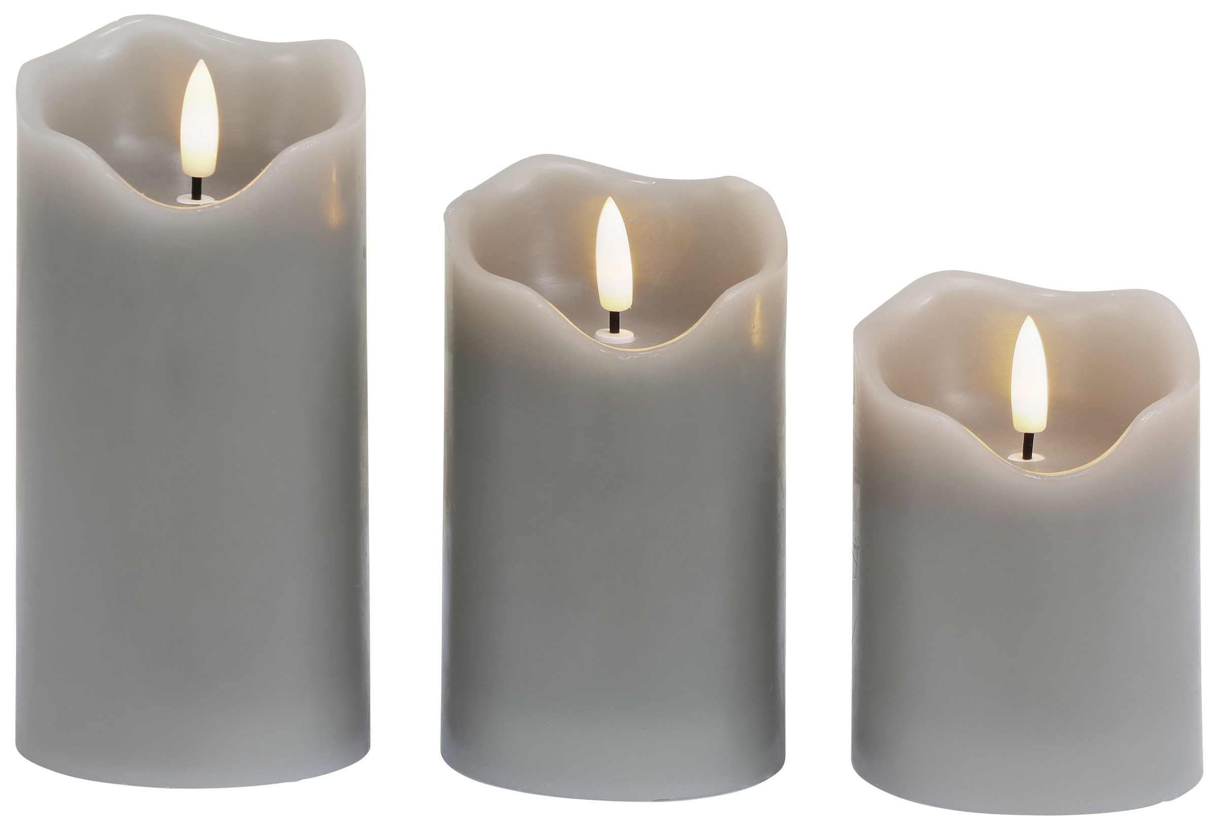 BONETTI LED Dekolicht »Weihnachtsdeko, 3er Set« 3 Stk. Warmweiß LED-Kerze mit 3D Flamme und Timer