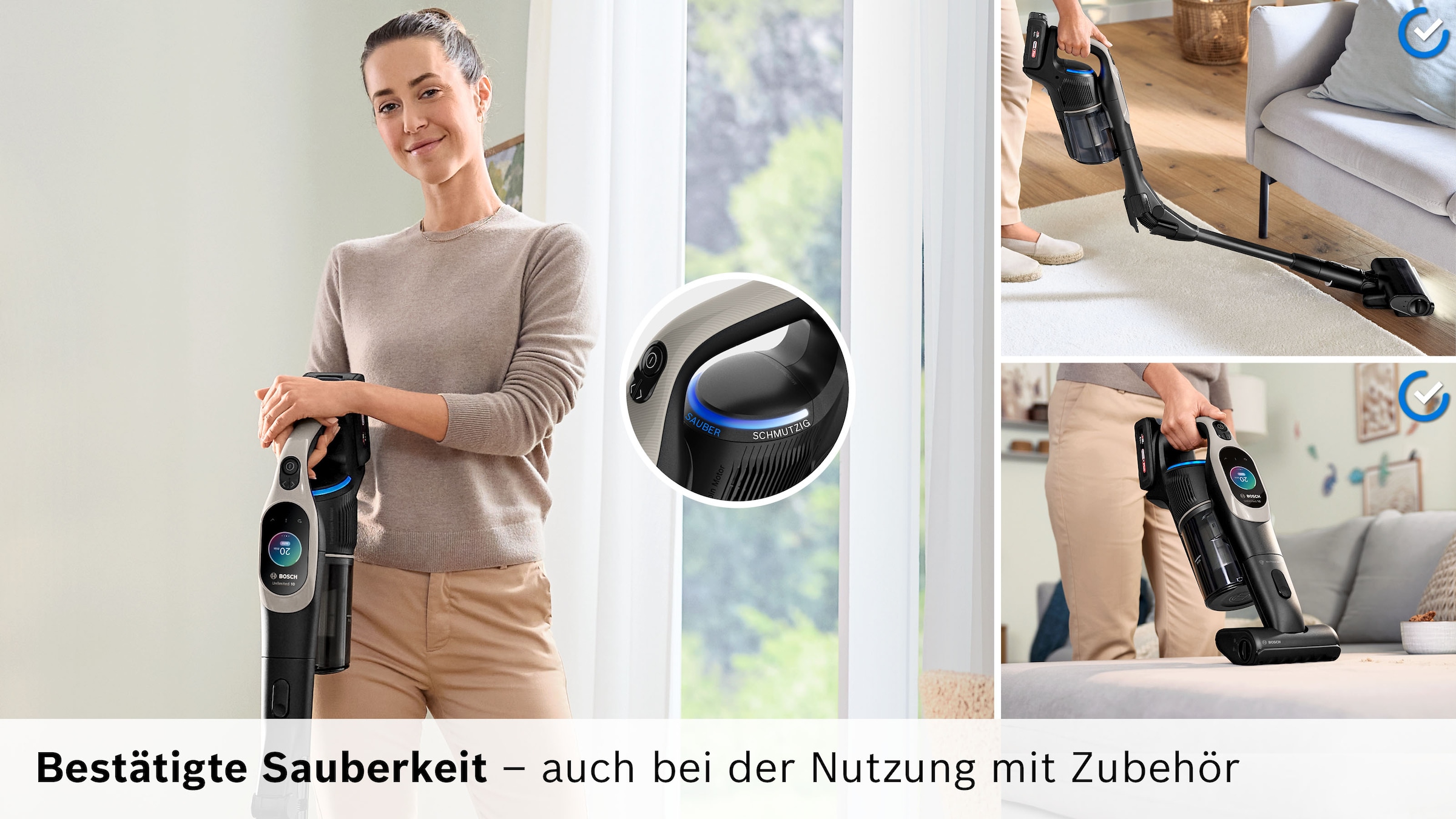 BOSCH Akku-Stielstaubsauger »BTS1042GQC« Display, Knickrohr, HEPA-Filtersystem, Schnellladegerät, 2 Akkus, grau