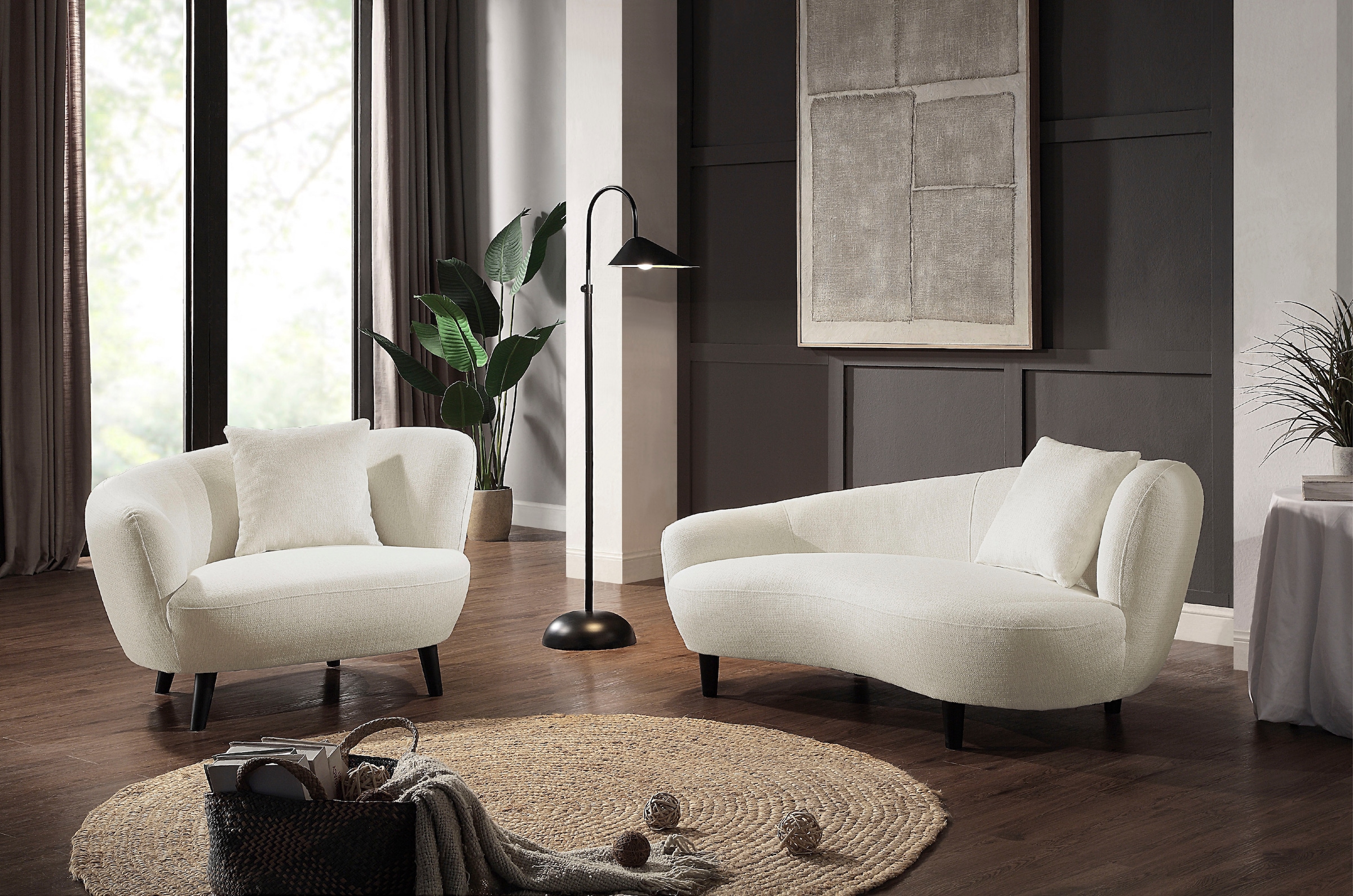 ATLANTIC home collection Chaiselongue »Olivia«, Nierenform-Sofa mit Zierkissen im Originalbezug