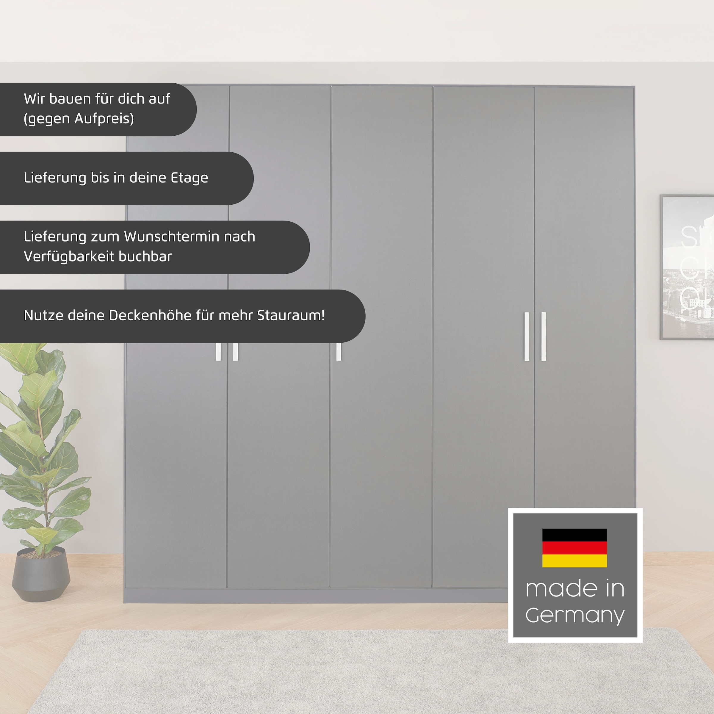 rauch Drehtürenschrank »Kleiderschrank Schrank Garderobe KOLUNA mit Glastüren und Spiegel«, inkl. 2 Innenschubladen sowie extra Einlegeböden MADE IN GERMANY