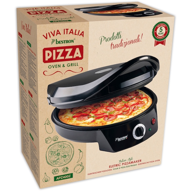 bestron Pizzaofen »APZ400Z Viva Italia«, Temperatureinstellung bis 230°C  mit 3 Jahren XXL Garantie