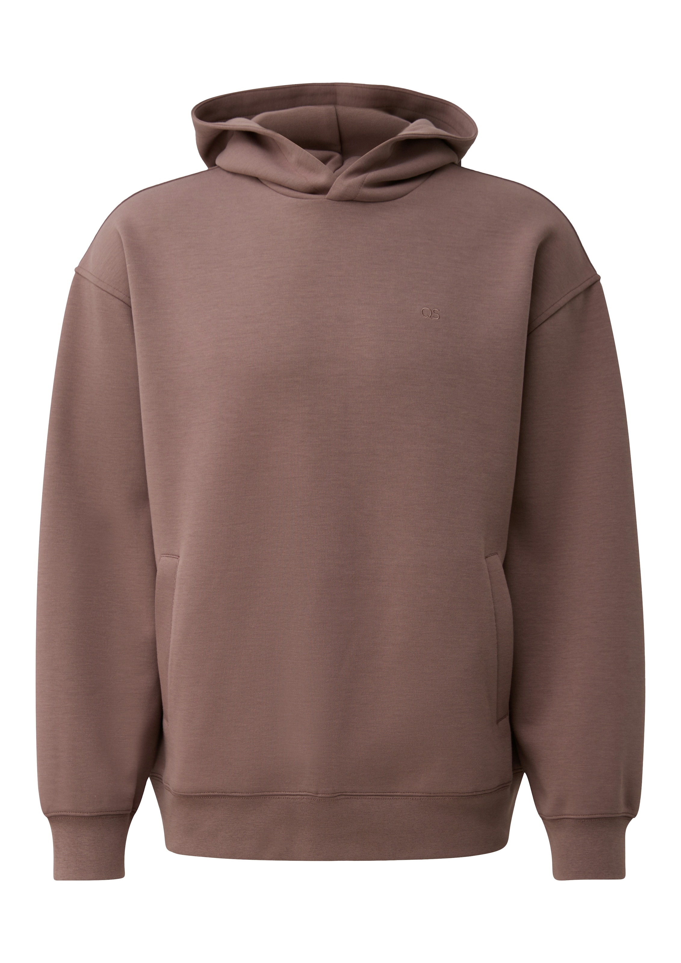 QS Kapuzensweatshirt , unifarben, mit Logo-Stickerei
