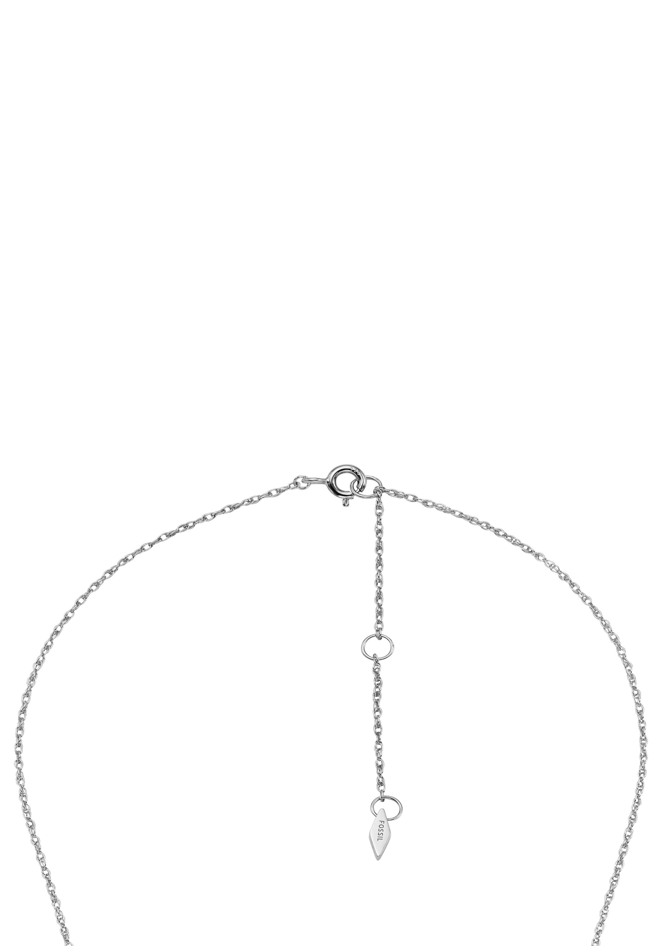 Fossil Kette mit Anhänger »LOCK, JFS00624040«, mit Zirkonia (synth.)