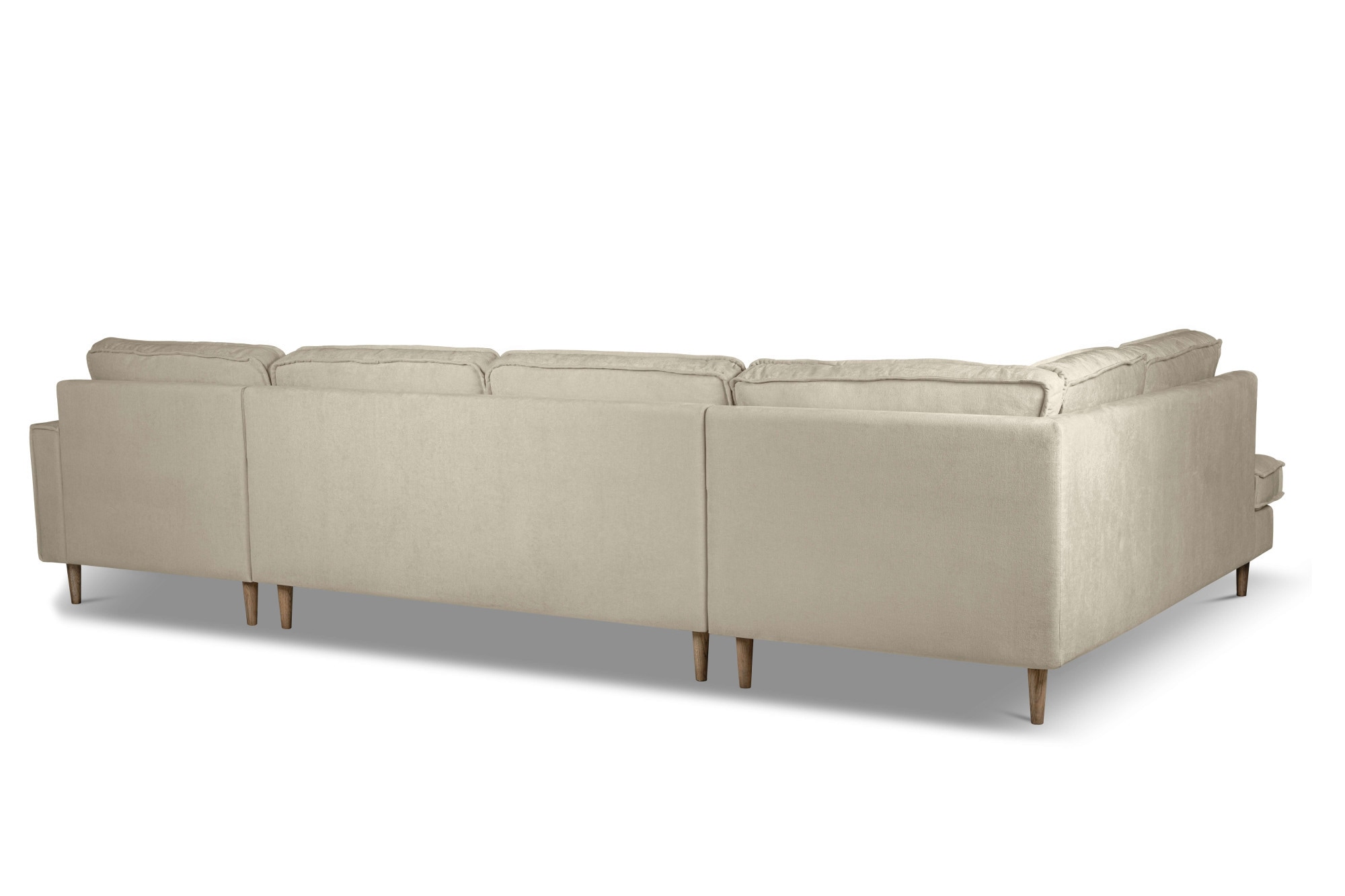 Home affaire Wohnlandschaft »Pinto Skandi, 350 cm, U-Form, XXL, mit Ottomanen« mit Keder, Massivholzfüße Eiche geräuchert, Wellenunterfederung