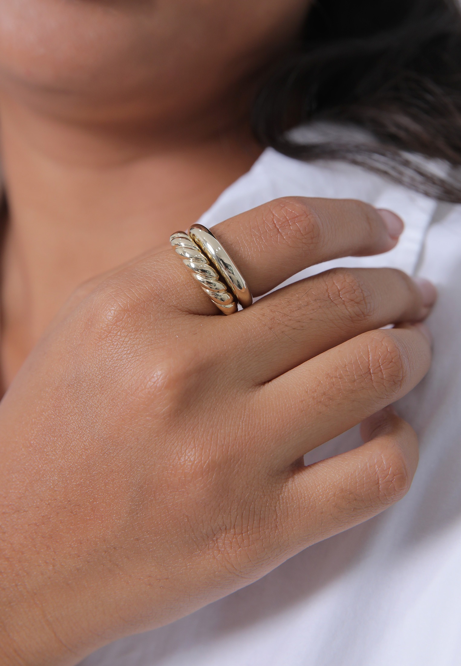 Elli Premium Ring-Set »Ring Gedreht Bandring Classic (2 tlg) Set 925 Silber«
