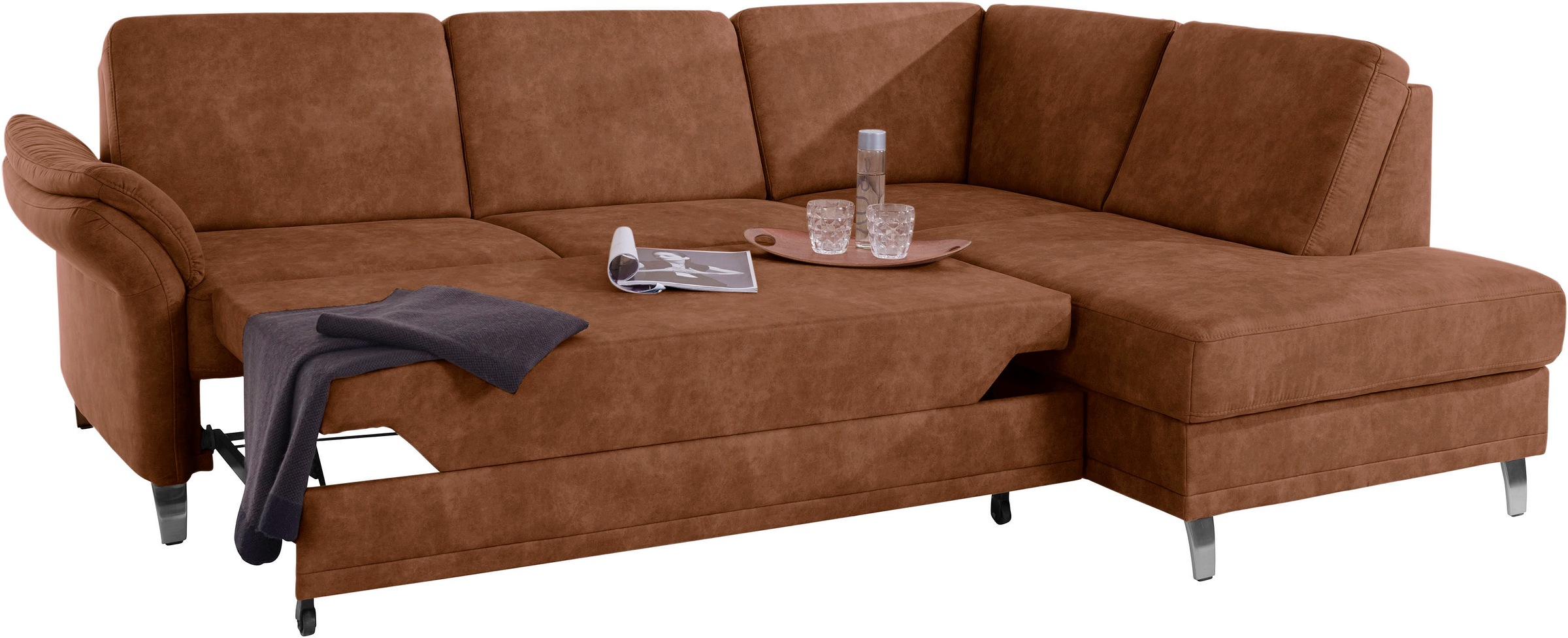 sit&more Ecksofa »Clio L-Form«, wahlweise mit Bettfunktion und Bettkasten, inklusive Federkern