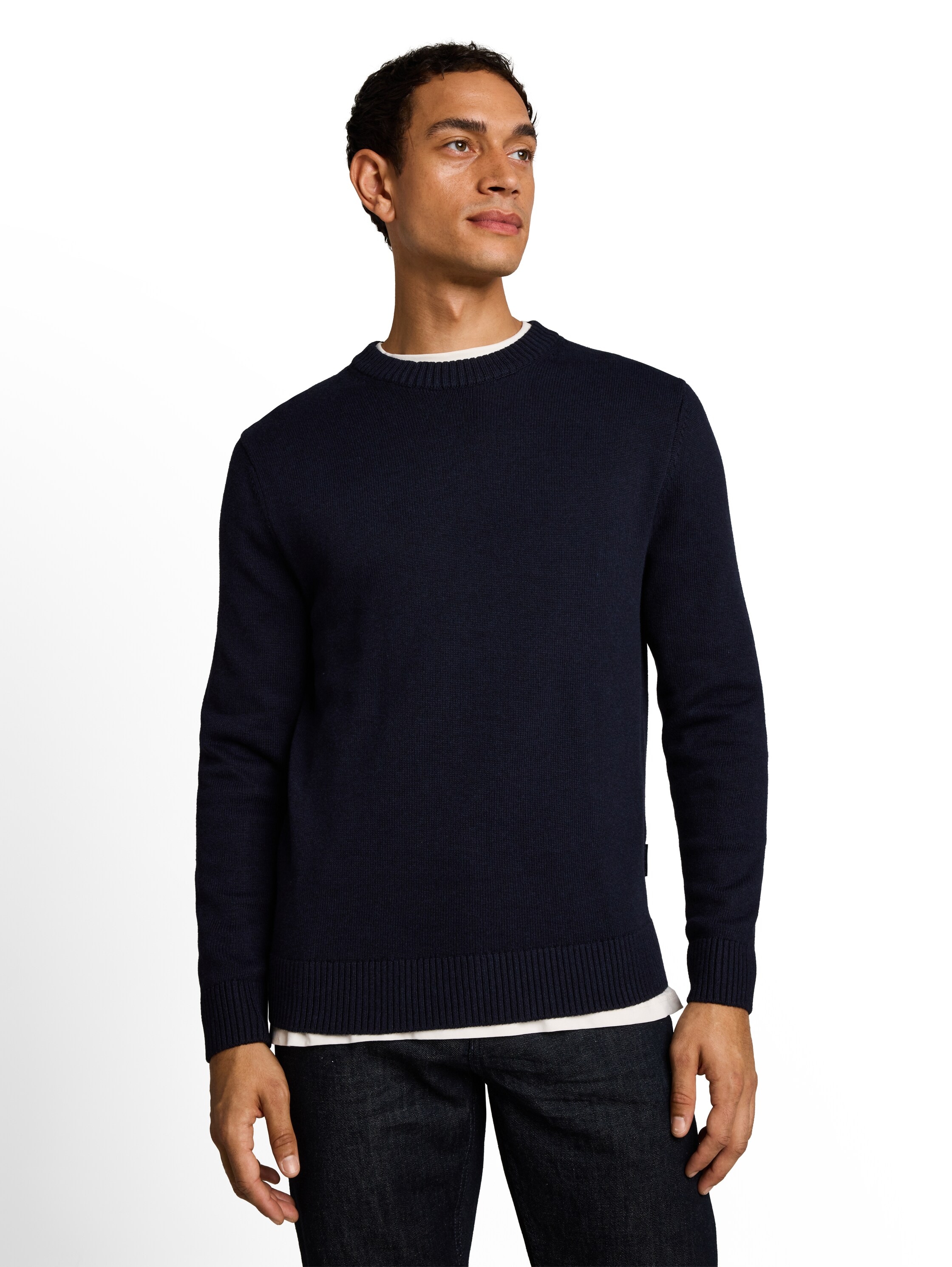 TOM TAILOR Strickpullover mit Rundhals / Baumwolle