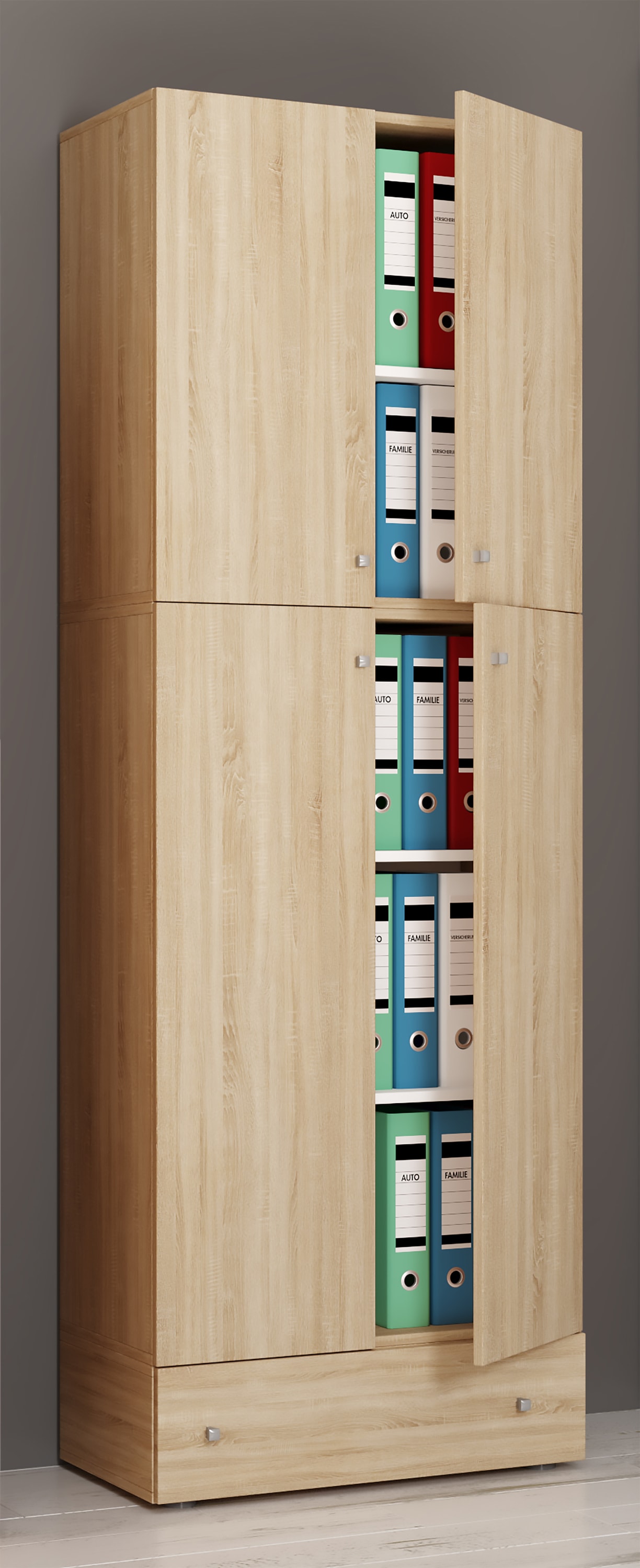 VCM Aktenschrank »VCM XXL Büroschrank mit 5 Fächern und einer Schublade | moderner Aktenschrank mit Drehtüren | Maße ca. H. 200 x B. 70 x T. 39 cm ¿ Lona 5-Fach«, (1 St.)
