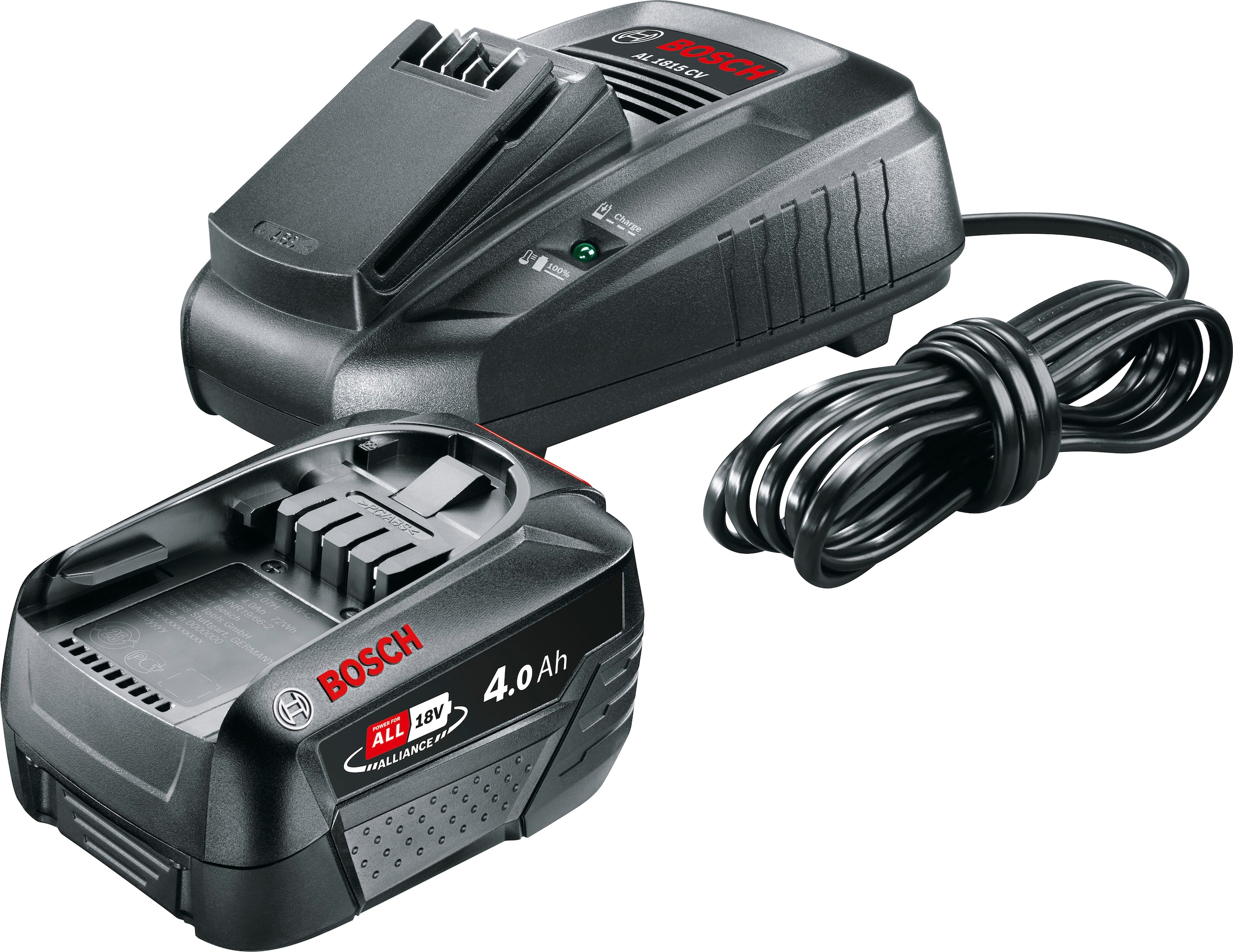 Bosch Home & Garden Akku Starter-Set »Starter-Set 18V, 4,0 Ah Akku + Ladegerät AL18V-30«, inkl. Akku und Ladegerät