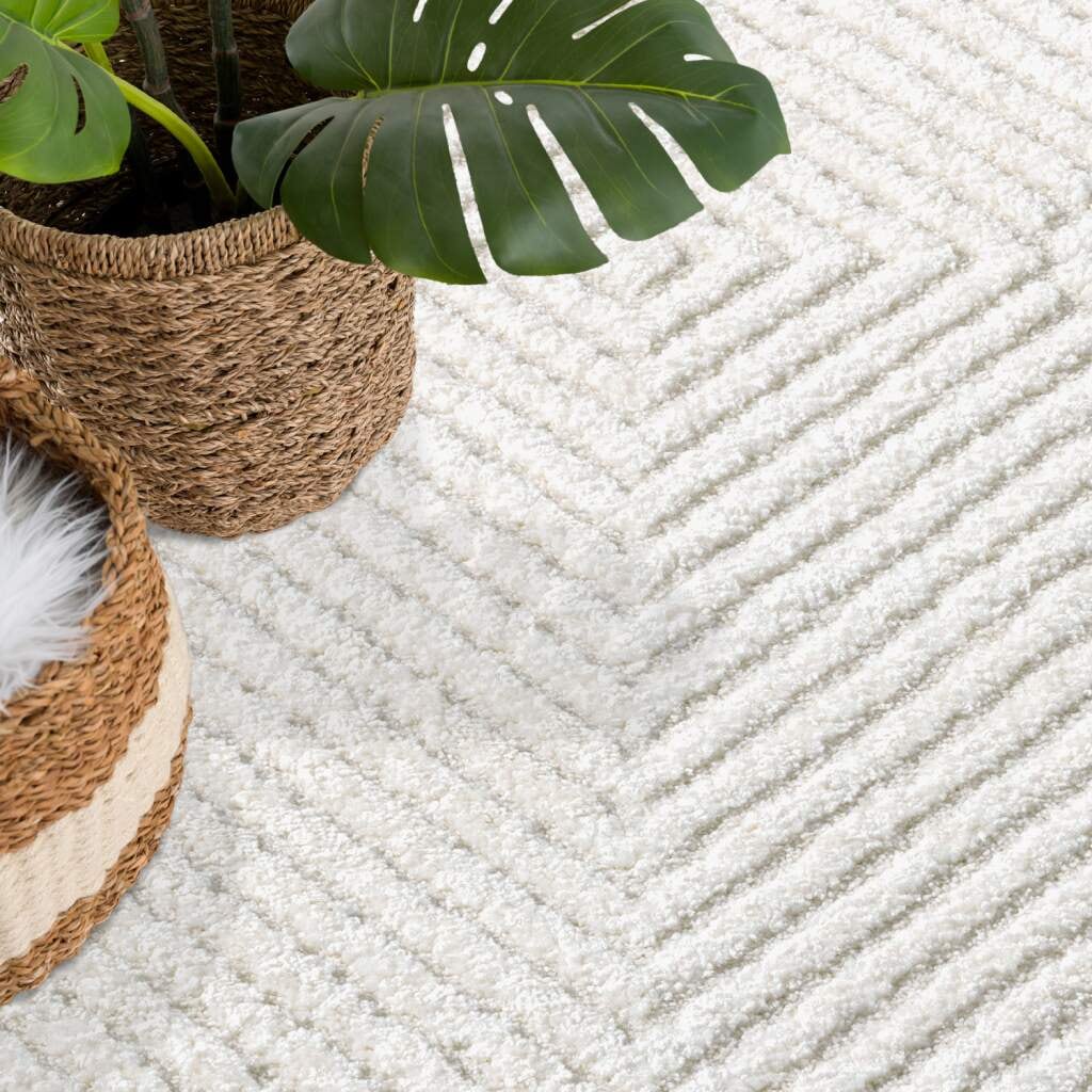 Carpet City Teppich »LOUNGE 0632«, rund, 15 mm Höhe, Kurzflor-Teppich Modern, Hoch-Tief-Struktur, Wohnzimmer, Schlafzimmer