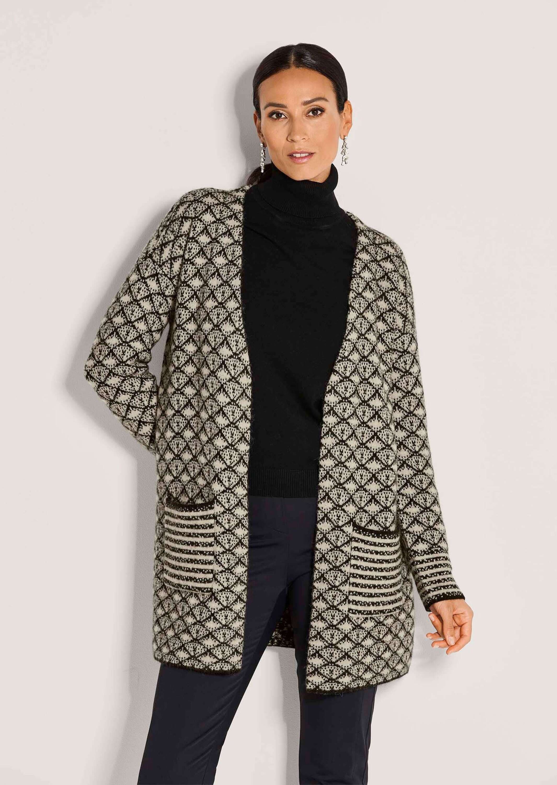 MADELEINE Strickjacke »Strickjacke Herbstcardigan mit grafischem Muster« Oversized Strickjacke lang
