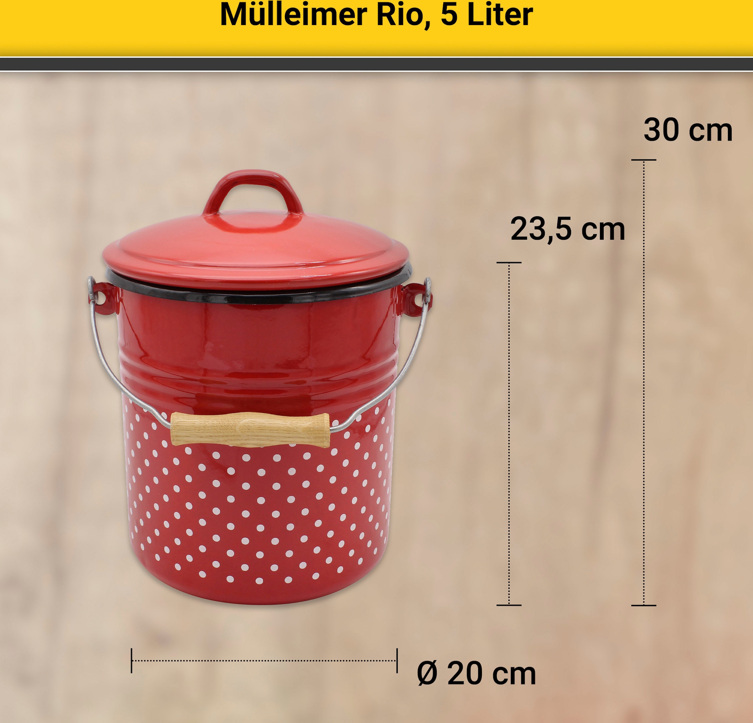 Krüger Mülleimer »Mülleimer mit Deckel Rio«, 1 Behälter, 5 Liter, Made in Europe
